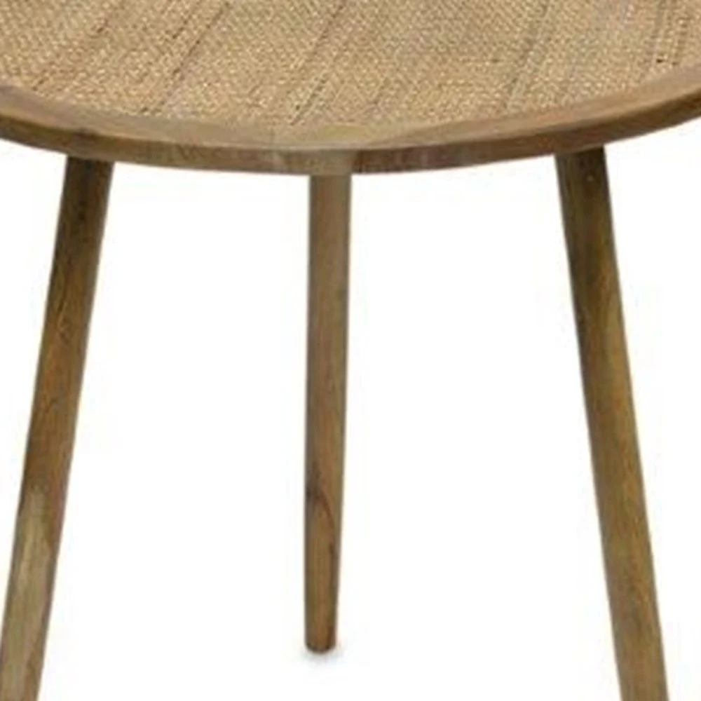 Set Of Three 23" Brown Rattan Round End Tables By Homeroots - Image 5
