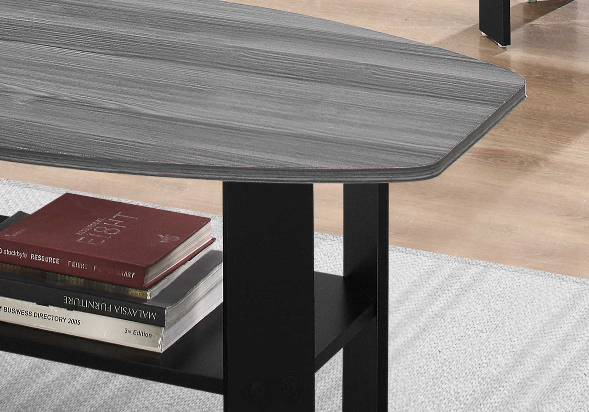 Set Of Three 36" Gray And Black Rectangular Coffee Table With Shelf By Homeroots - Image 2