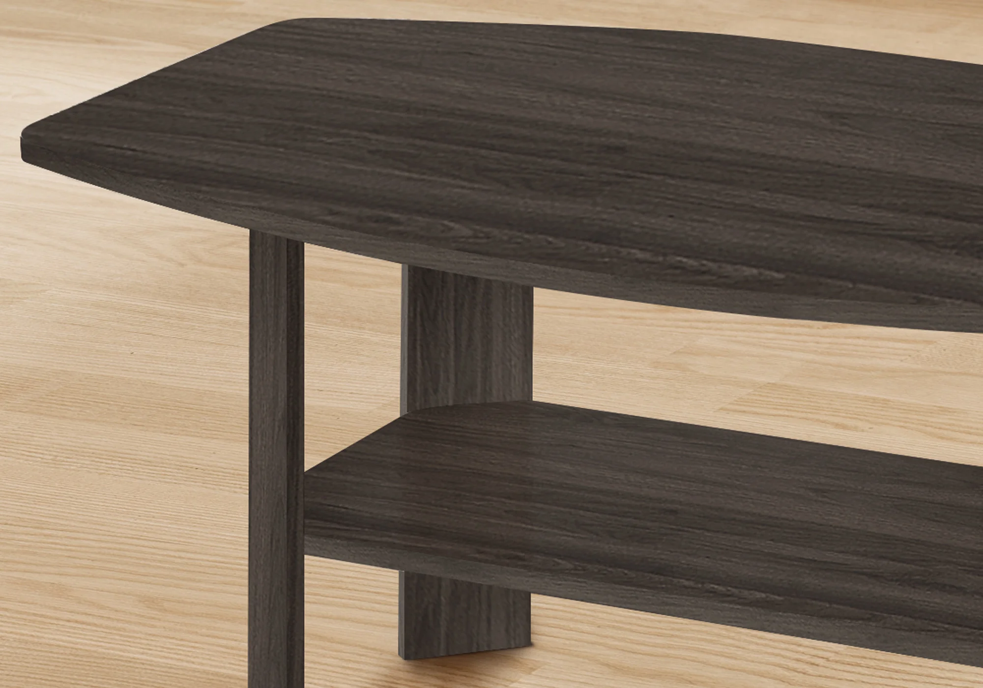 Set Of Three 36" Oak Rectangular Coffee Table With Three Shelves By Homeroots - Image 3