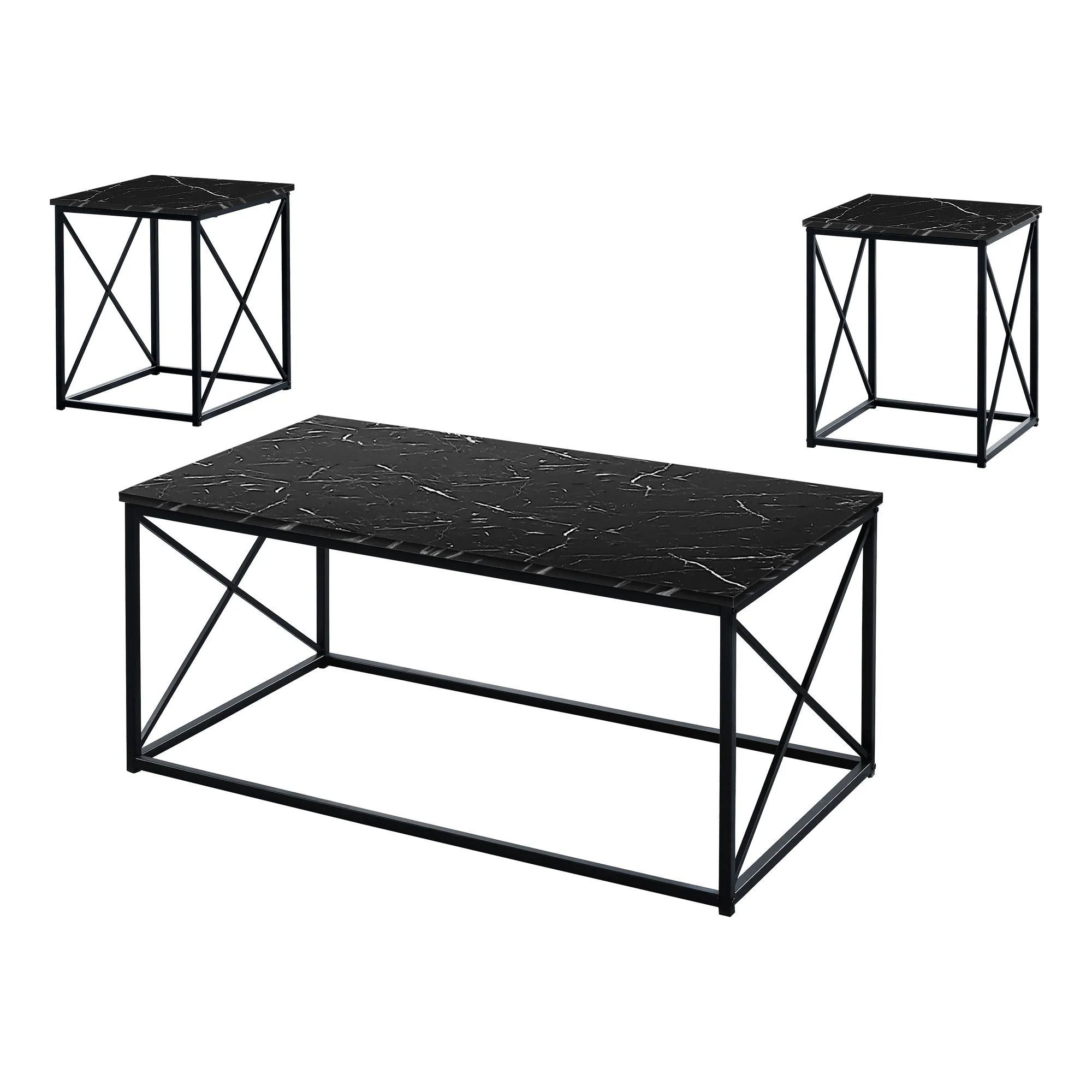 Set Of Three 42" Black Rectangular Coffee Table By Homeroots - Image 2