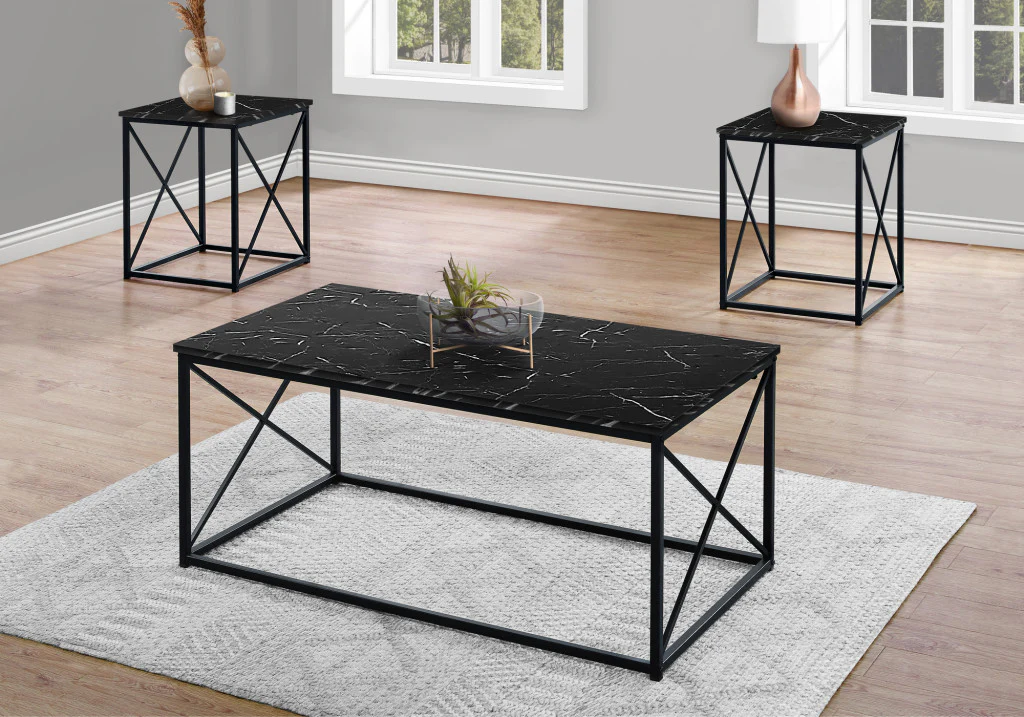 Set Of Three 42" Black Rectangular Coffee Table By Homeroots - Image 3