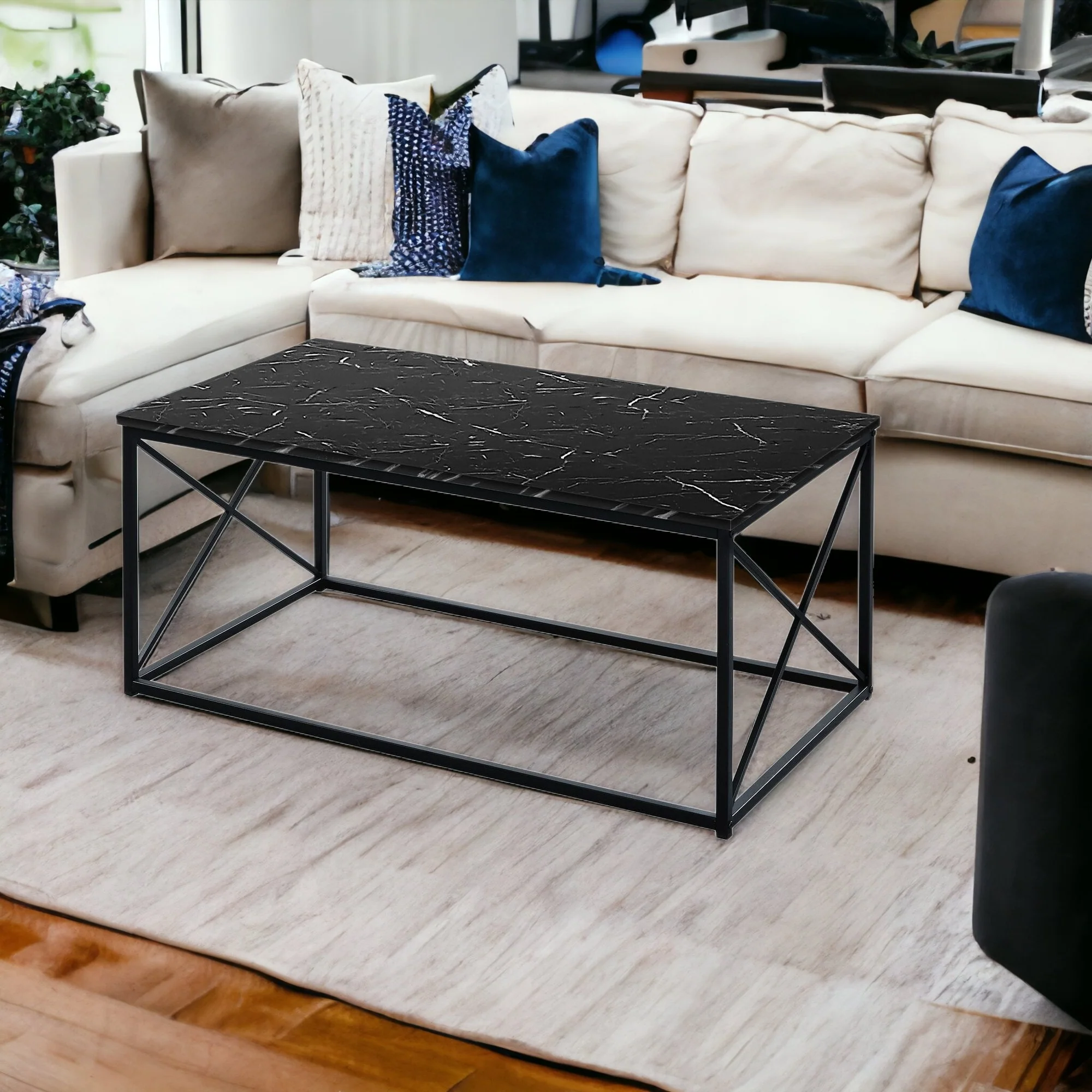 Set Of Three 42" Black Rectangular Coffee Table By Homeroots - Image 7
