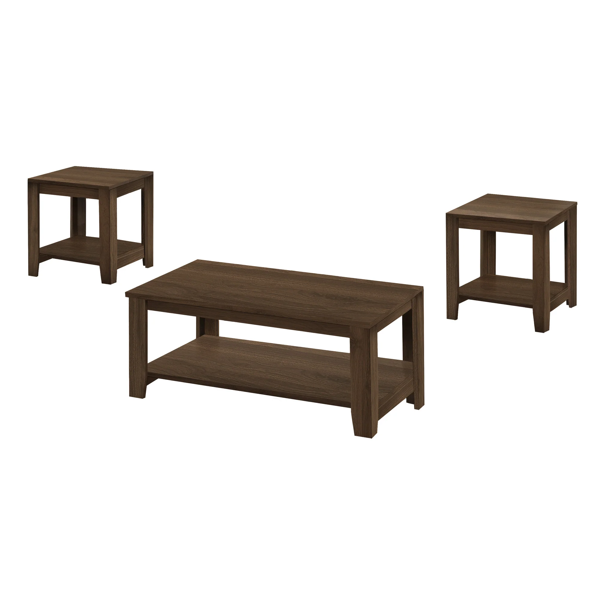 Set Of Three 42" Dark Brown Rectangular Coffee Table With Three Shelves By Homeroots - Image 2