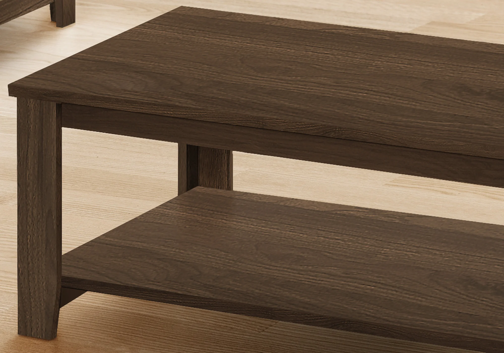 Set Of Three 42" Dark Brown Rectangular Coffee Table With Three Shelves By Homeroots - Image 3