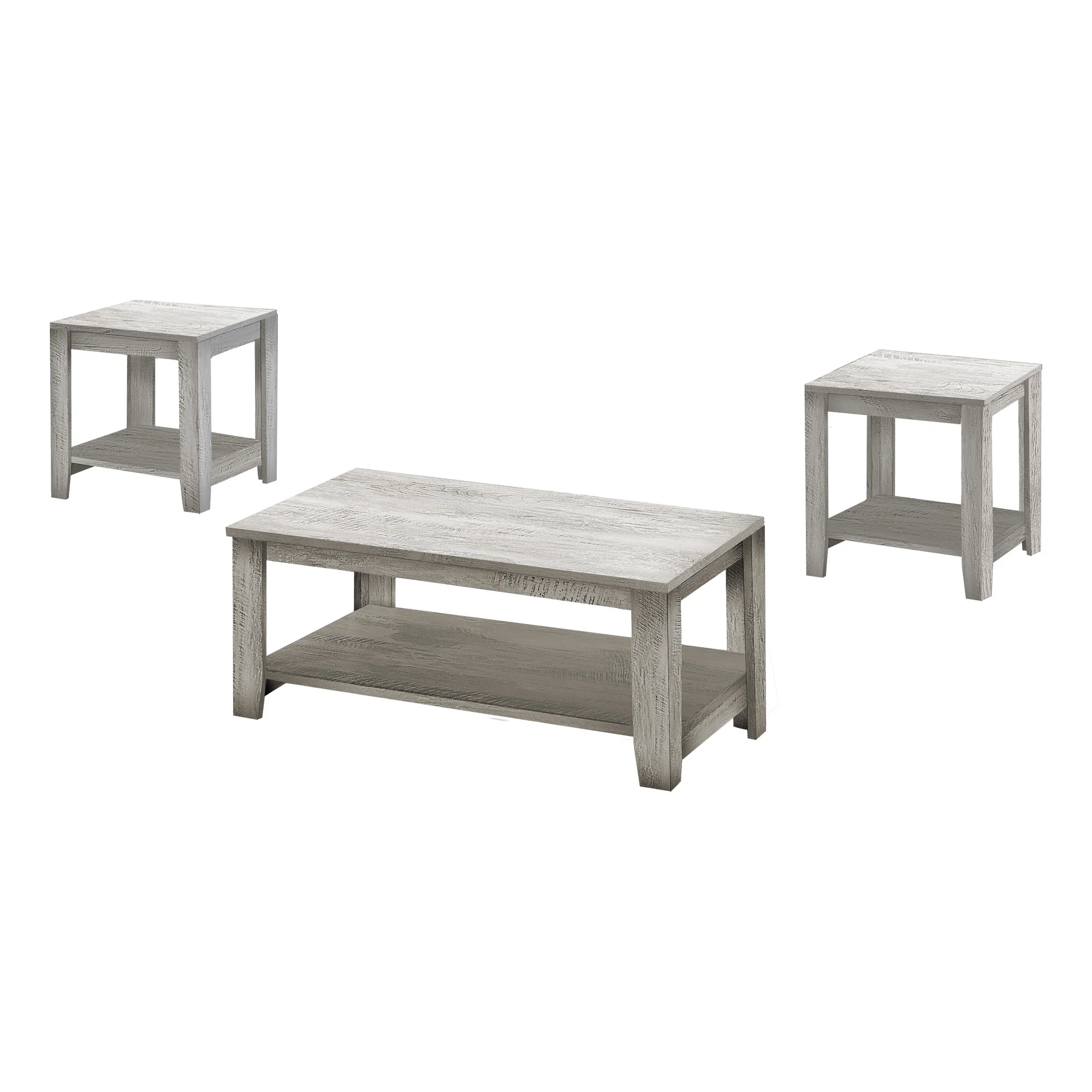 Set Of Three 42" Gray Rectangular Coffee Table With Three Shelves By Homeroots - Image 3