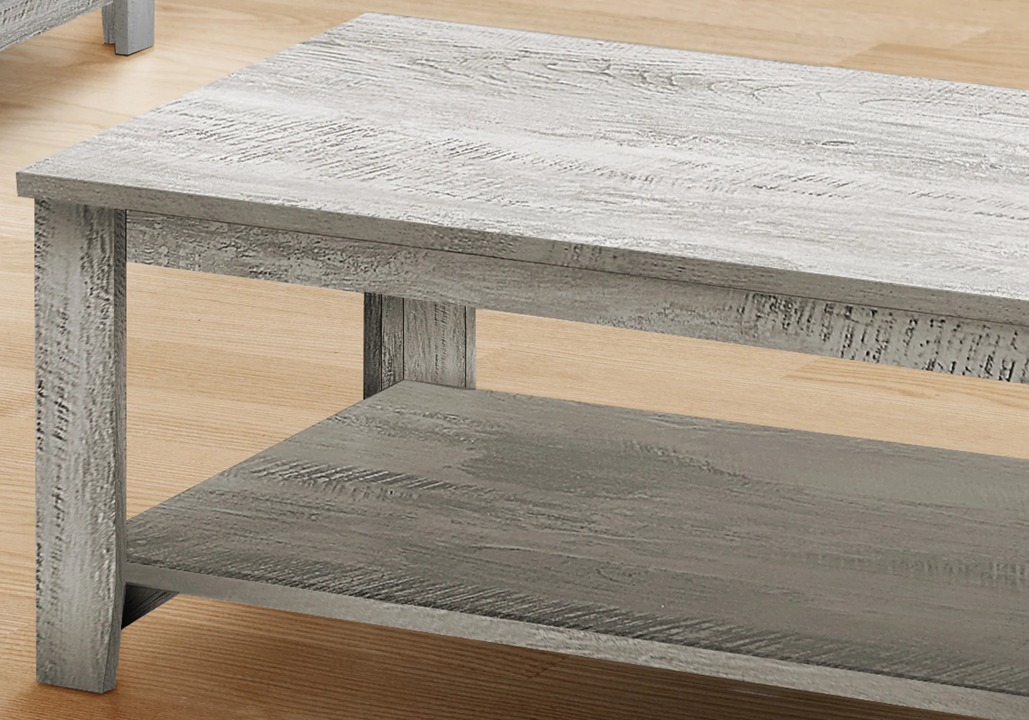Set Of Three 42" Gray Rectangular Coffee Table With Three Shelves By Homeroots - Image 4