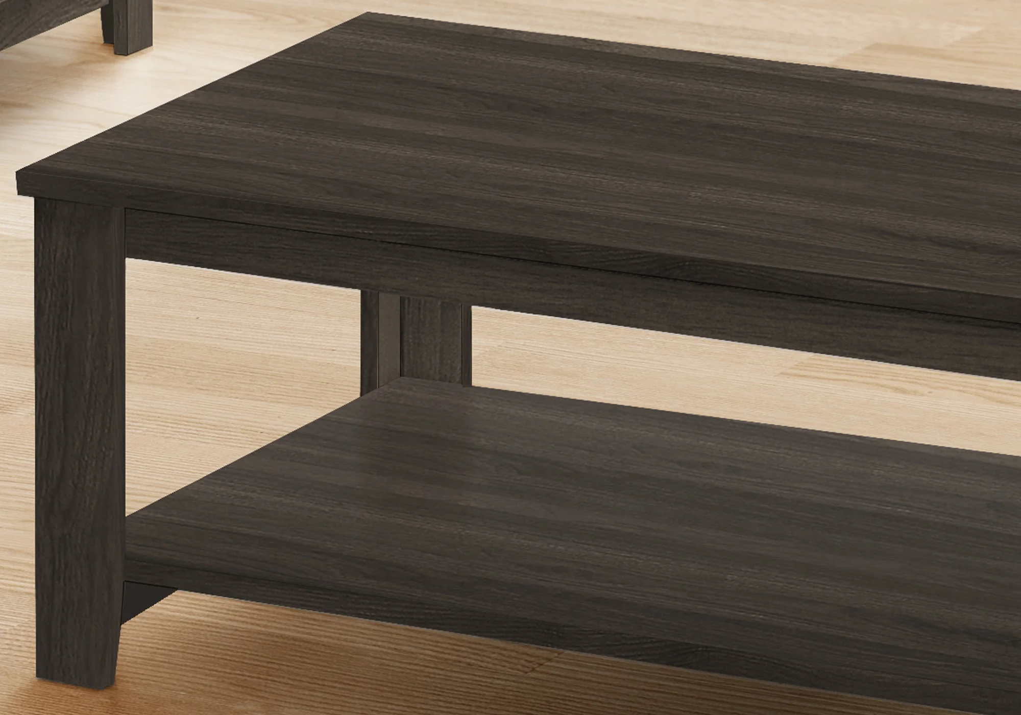 Set Of Three 42" Oak Rectangular Coffee Table With Three Shelves By Homeroots - Image 5