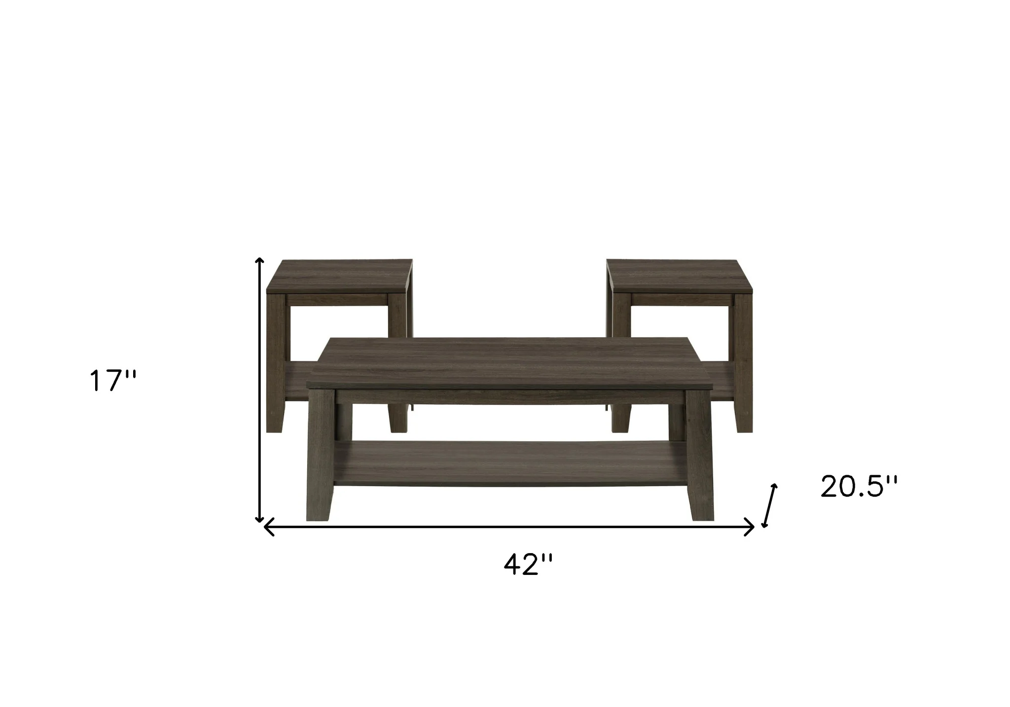 Set Of Three 42" Oak Rectangular Coffee Table With Three Shelves By Homeroots - Image 6