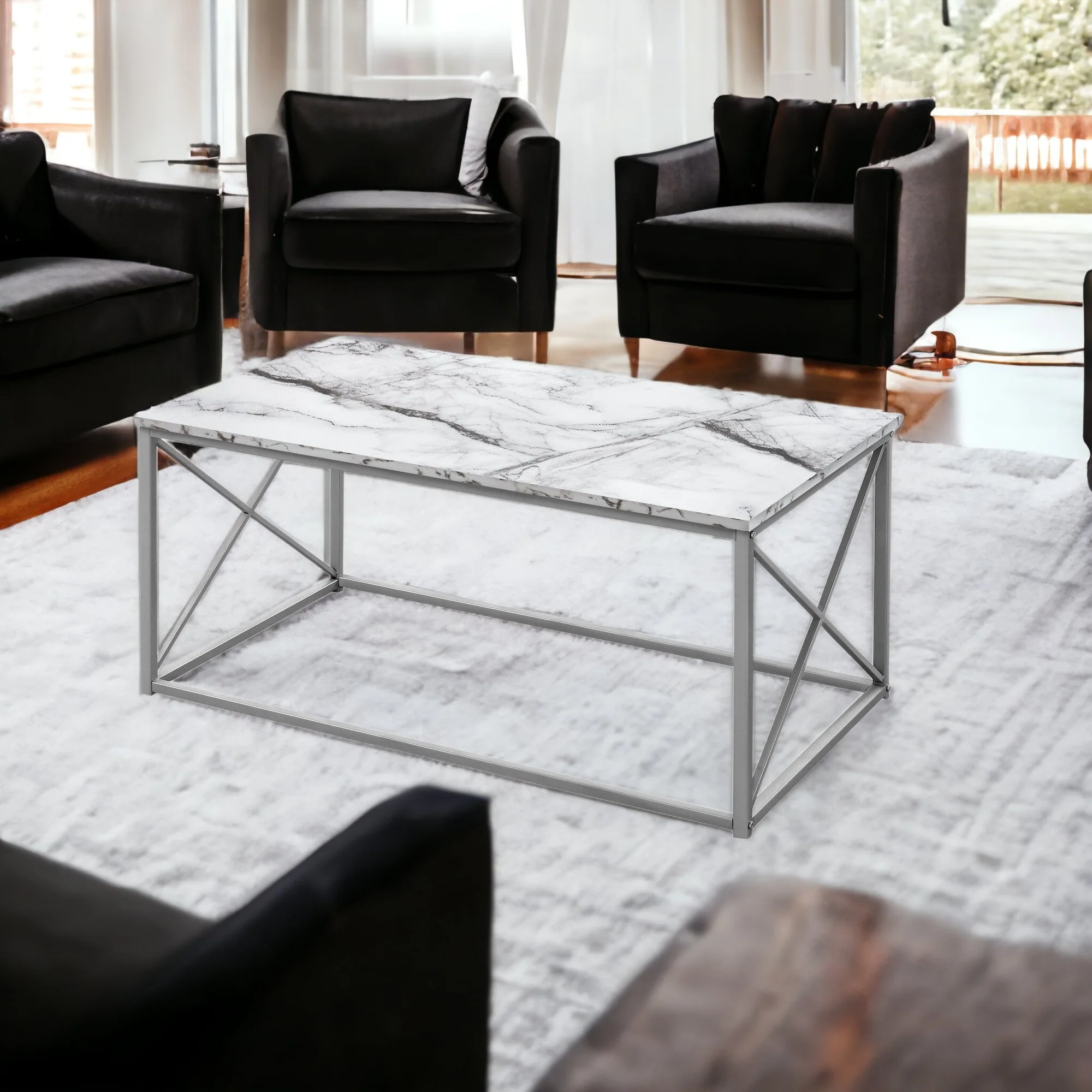 Set Of Three 42" White Rectangular Coffee Table By Homeroots - Image 7