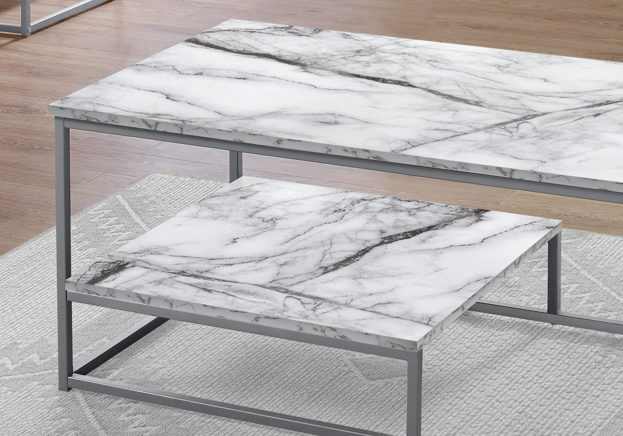 Set Of Three 42" White Rectangular Coffee Table With Shelf By Homeroots - Image 4