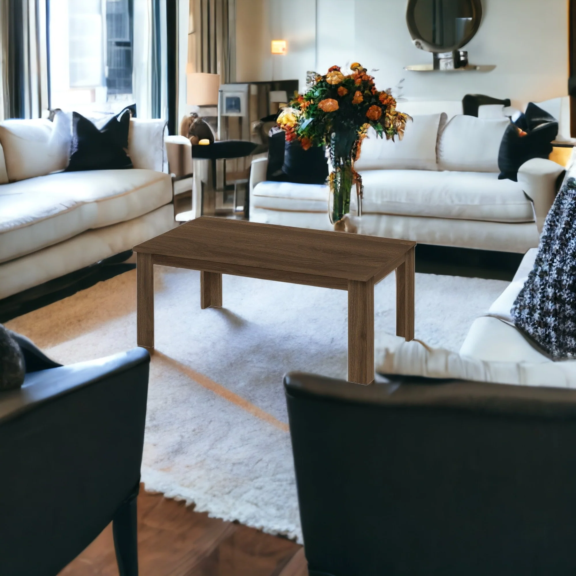 Set Of Three 44" Dark Brown Rectangular Coffee Table By Homeroots - Image 7
