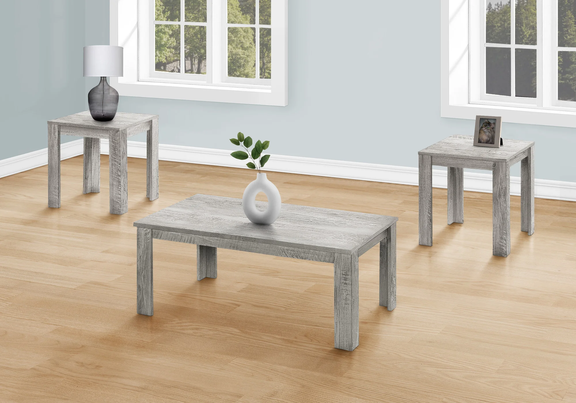 Set Of Three 44" Gray Rectangular Coffee Table By Homeroots - Image 4
