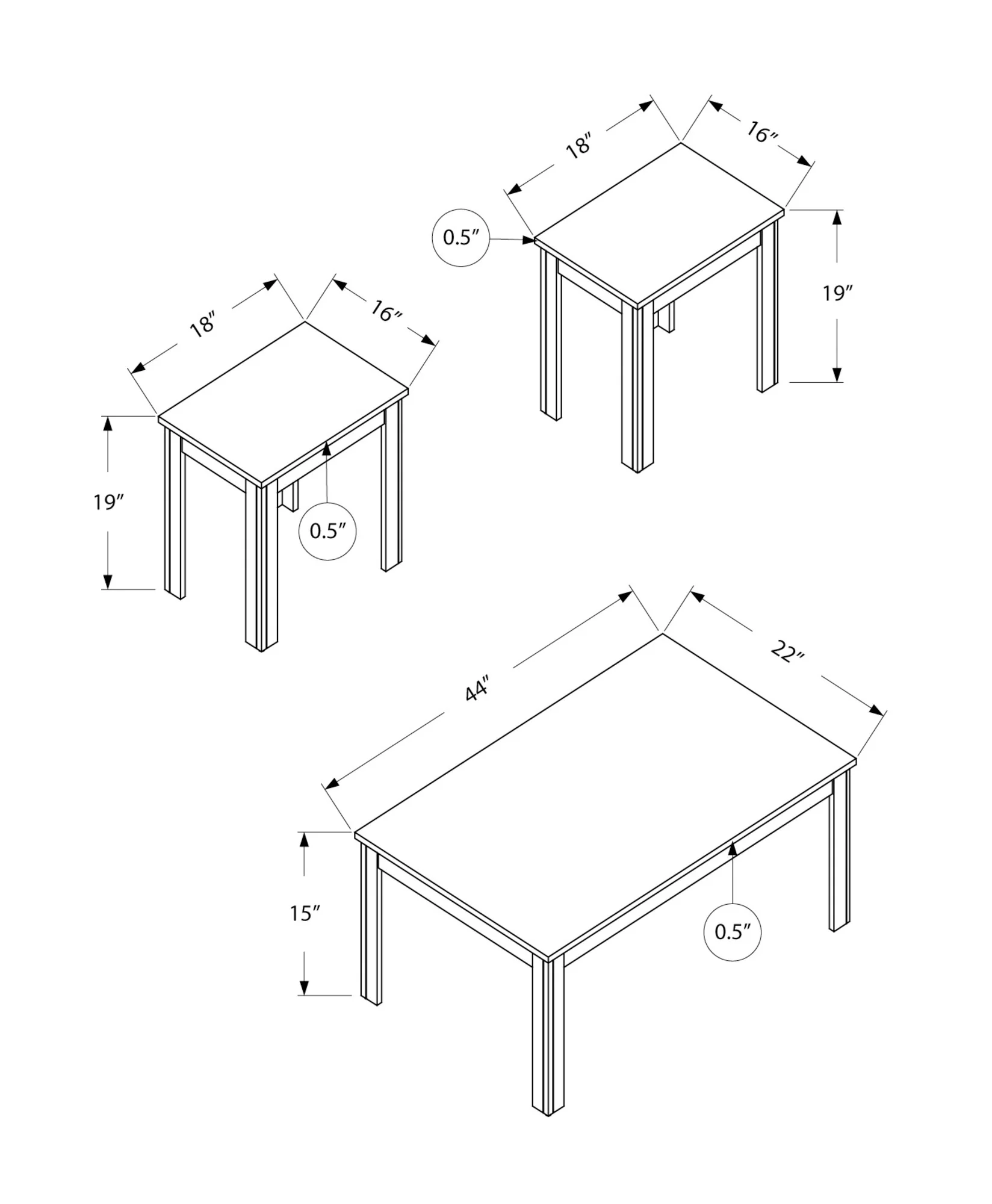 Set Of Three 44" Gray Rectangular Coffee Table By Homeroots - Image 5