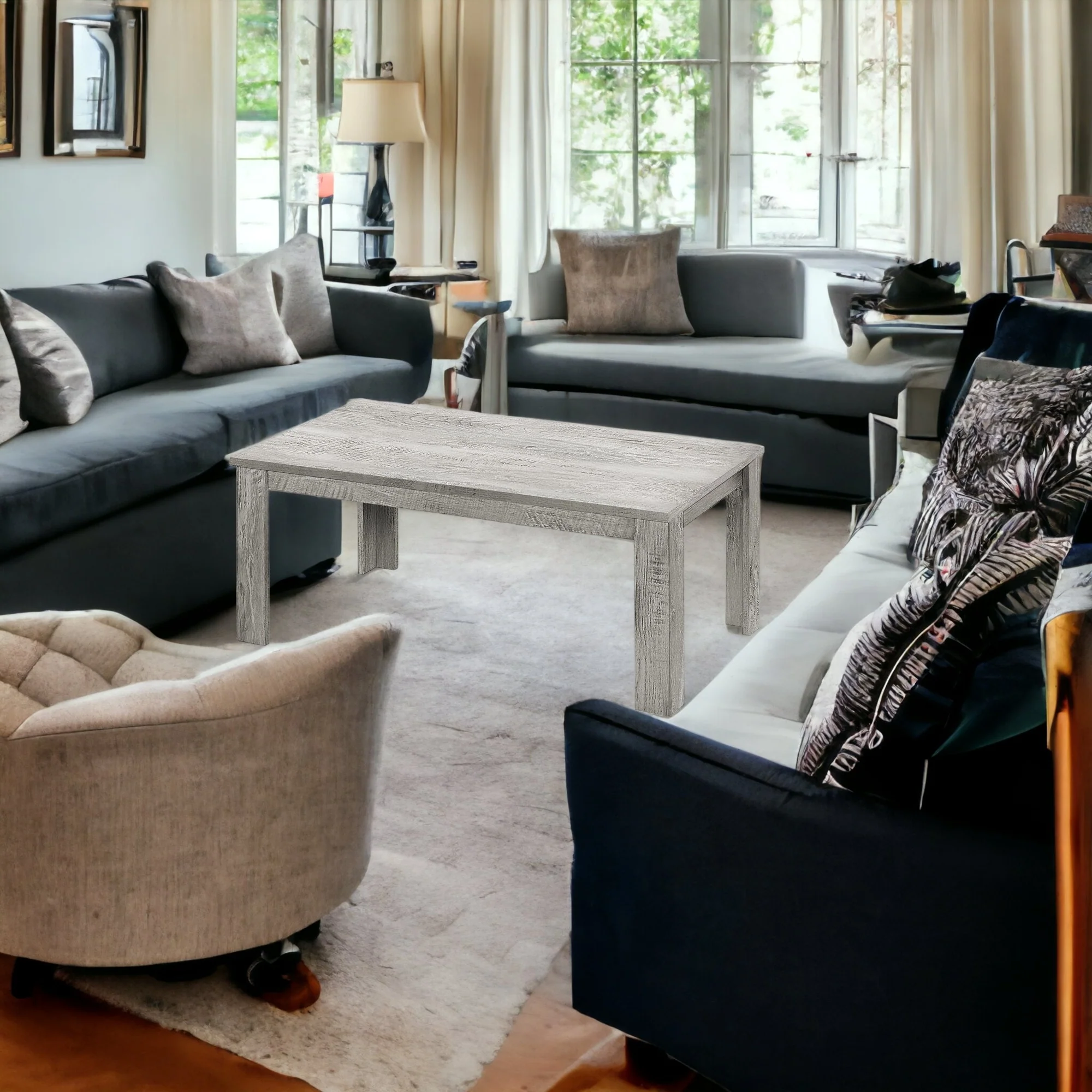 Set Of Three 44" Gray Rectangular Coffee Table By Homeroots - Image 7