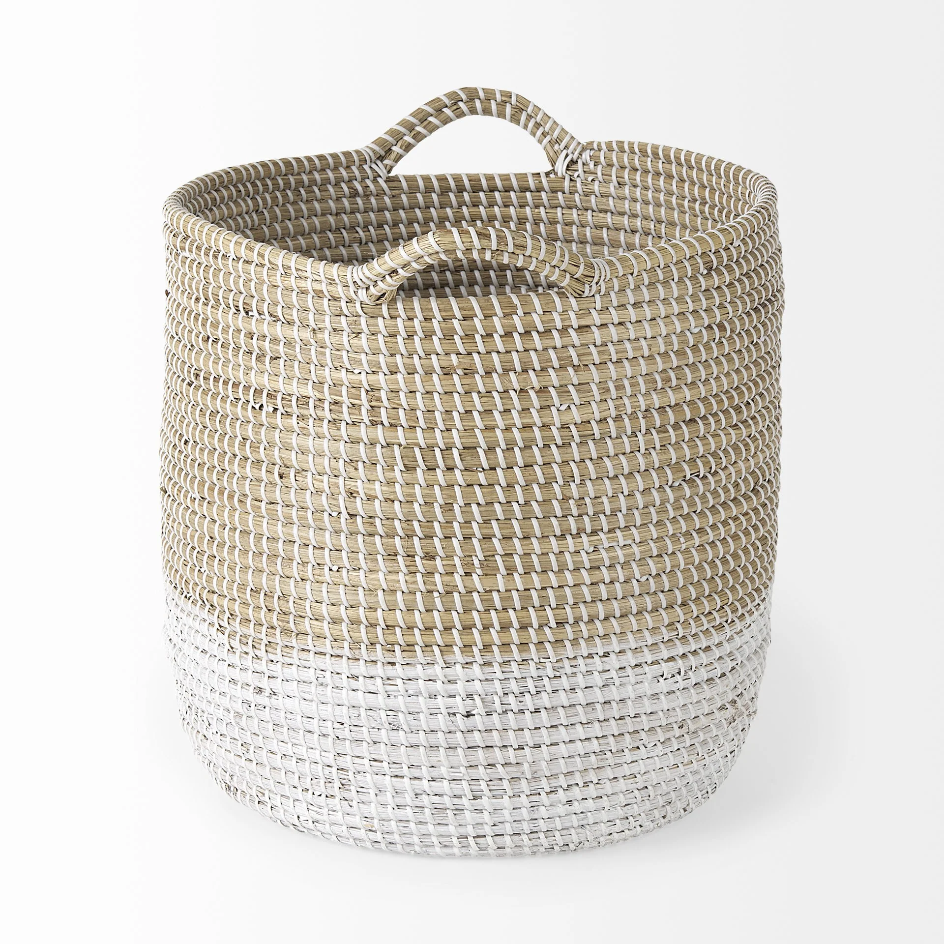 Set of Three Beige and White Storage Baskets By Homeroots - Image 3