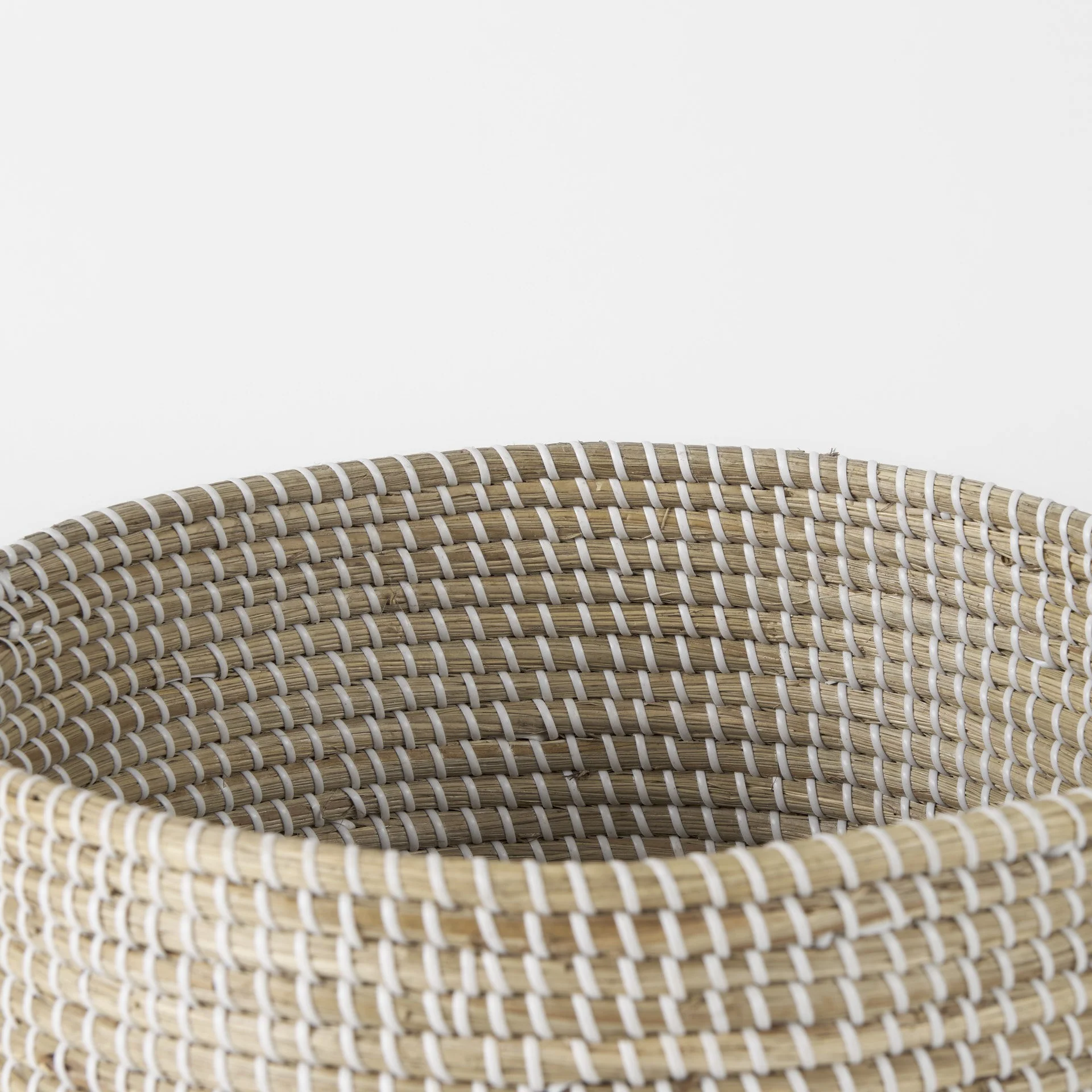 Set of Three Beige and White Storage Baskets By Homeroots - Image 6