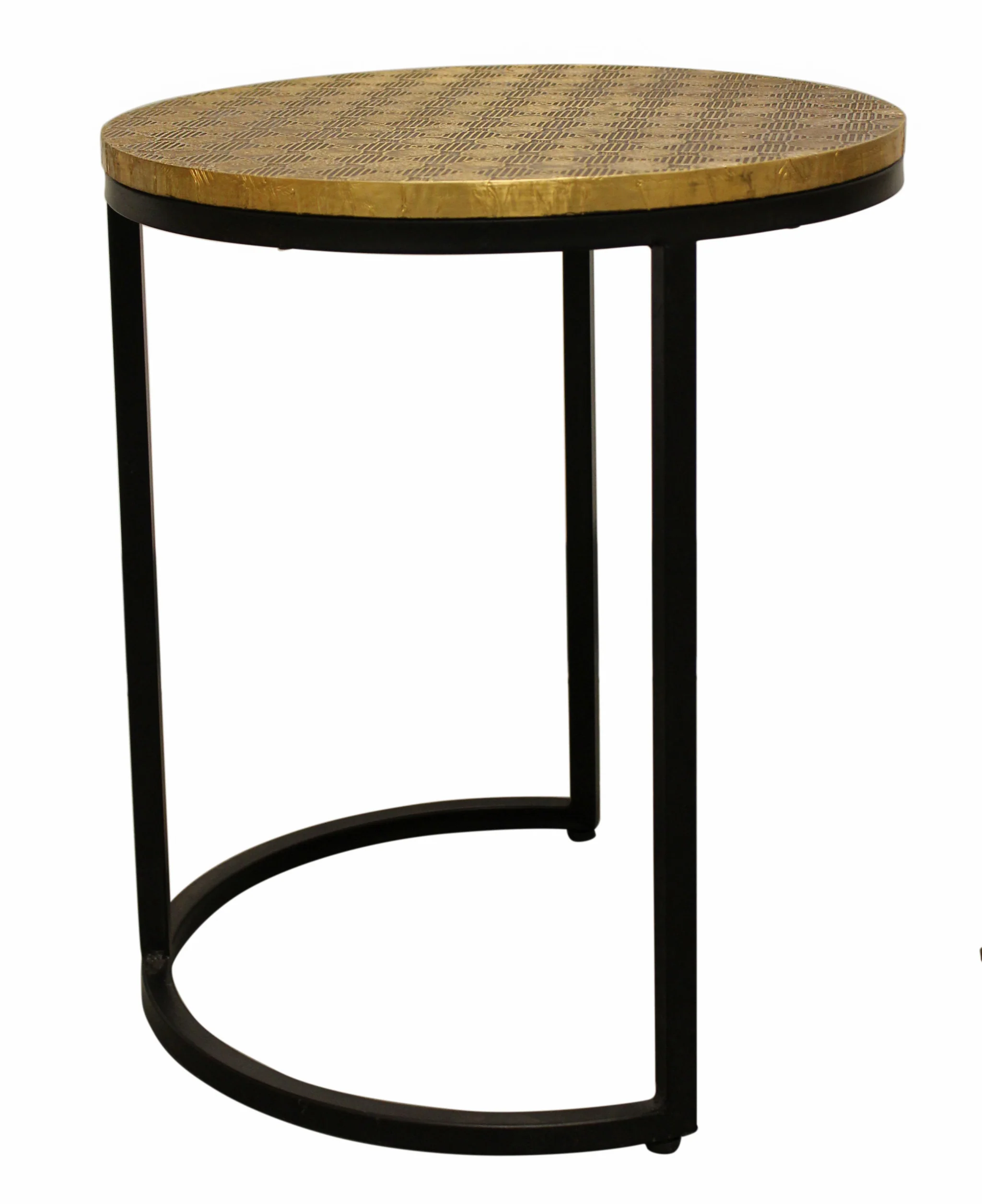 Set Of Three Black And Brass Round Nested Tables By Homeroots - Image 4