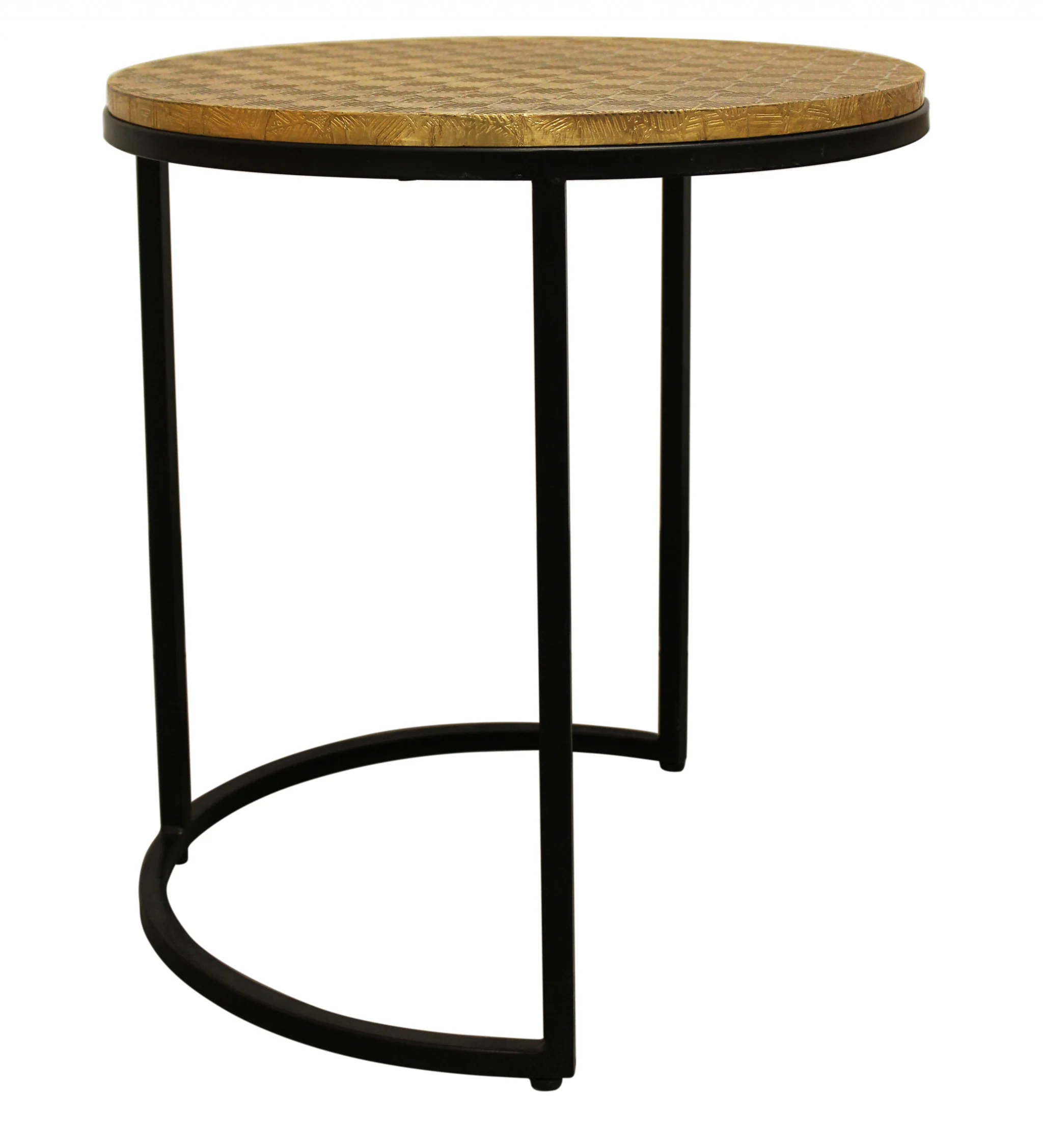 Set Of Three Black And Brass Round Nested Tables By Homeroots - Image 5
