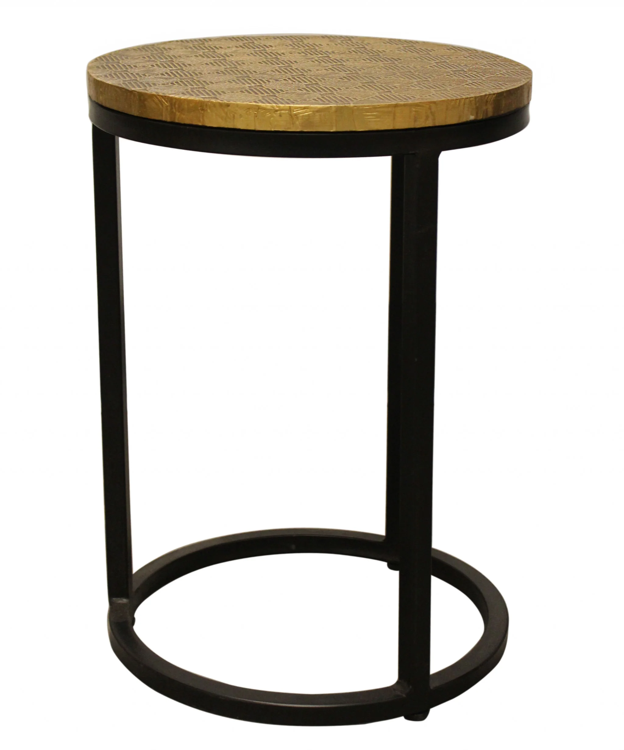 Set Of Three Black And Brass Round Nested Tables By Homeroots - Image 8