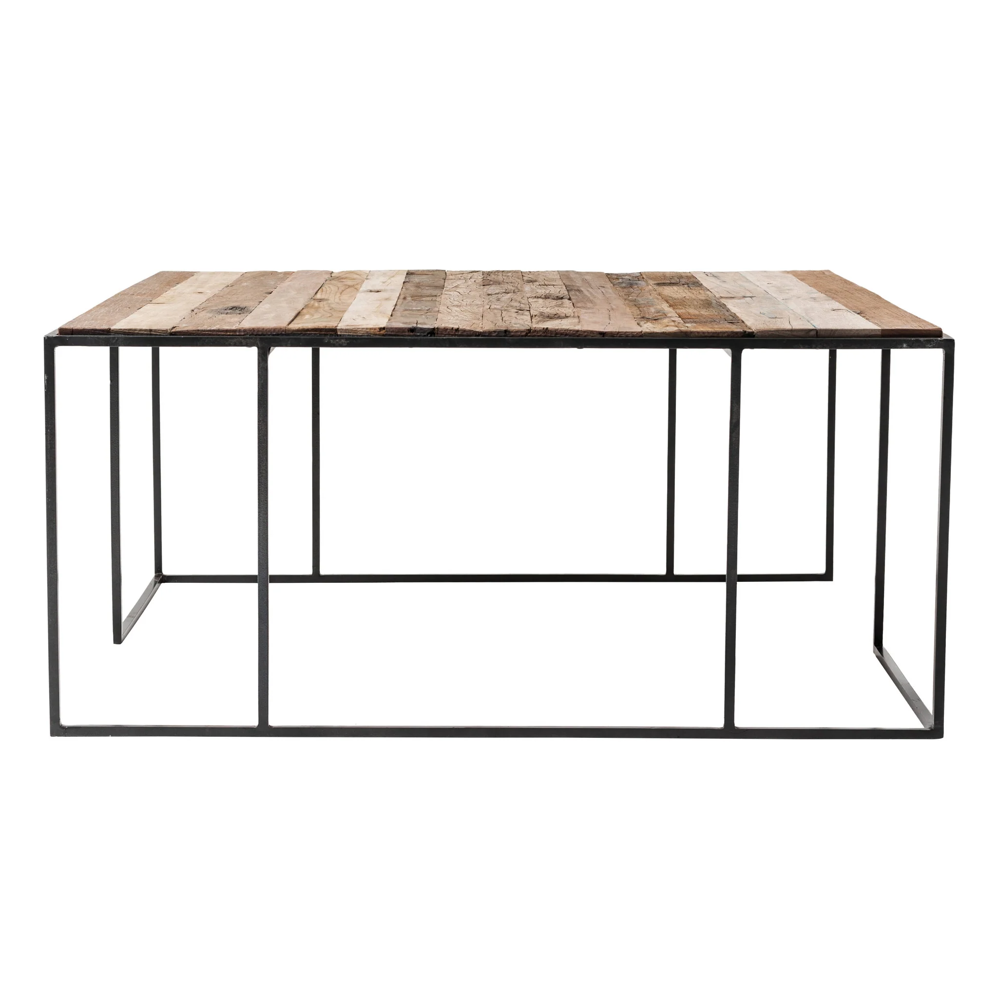 Set of Three Black and Brown Reclaimed Wood And Iron Nested Coffee Tables By Homeroots - Image 6
