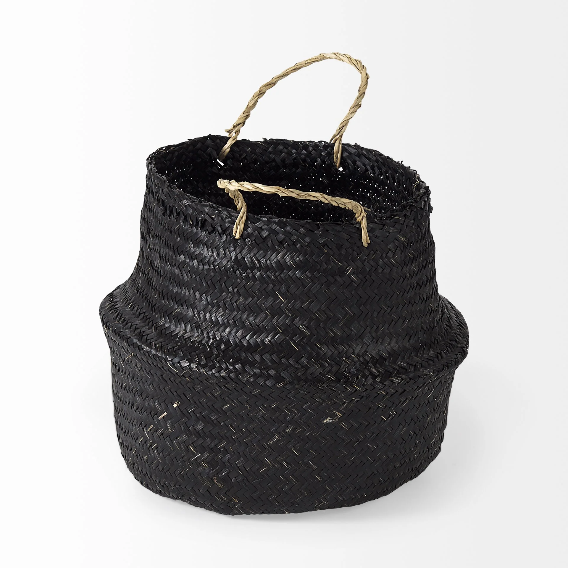 Set of Three Black Wicker Storage Baskets By Homeroots - Image 3
