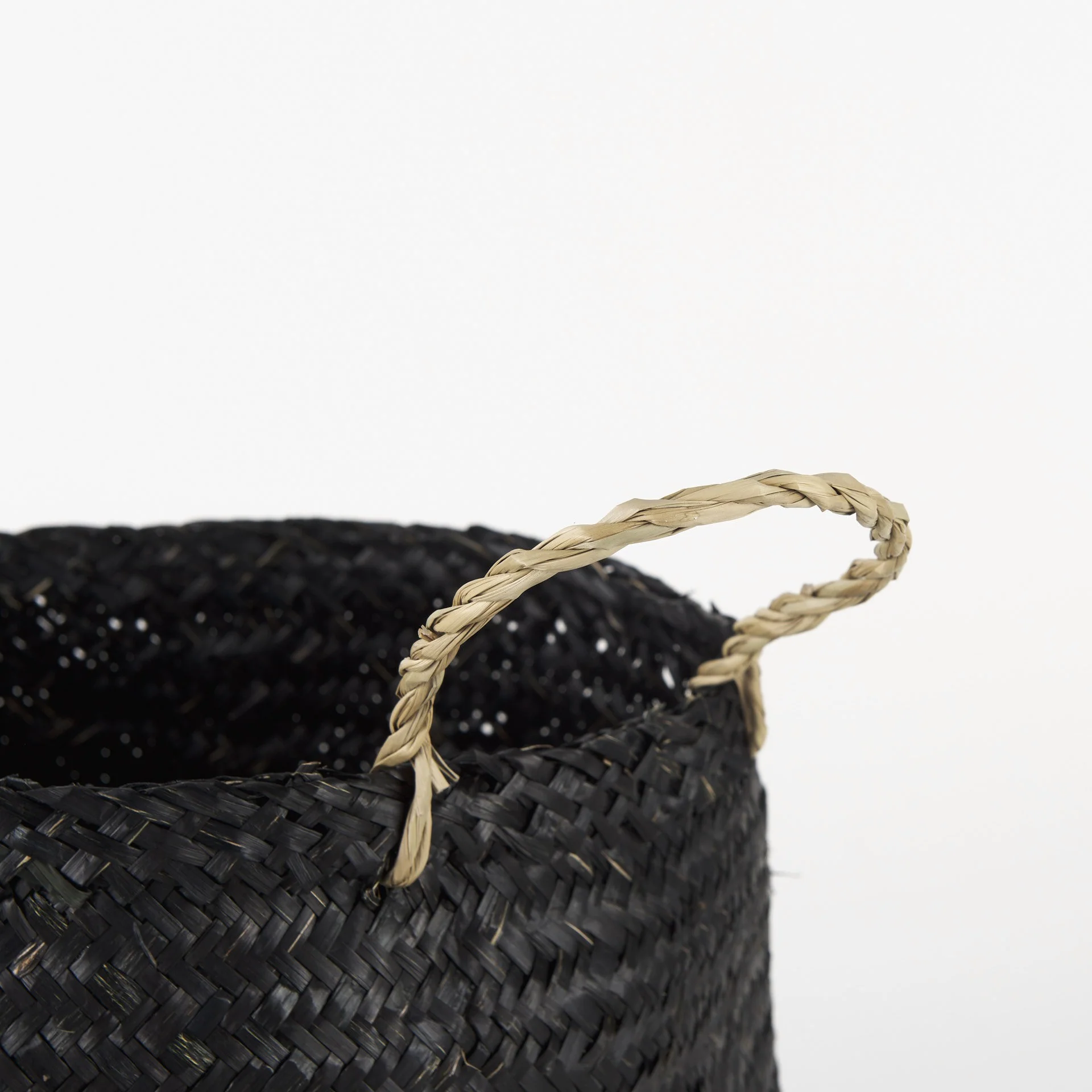 Set of Three Black Wicker Storage Baskets By Homeroots - Image 4