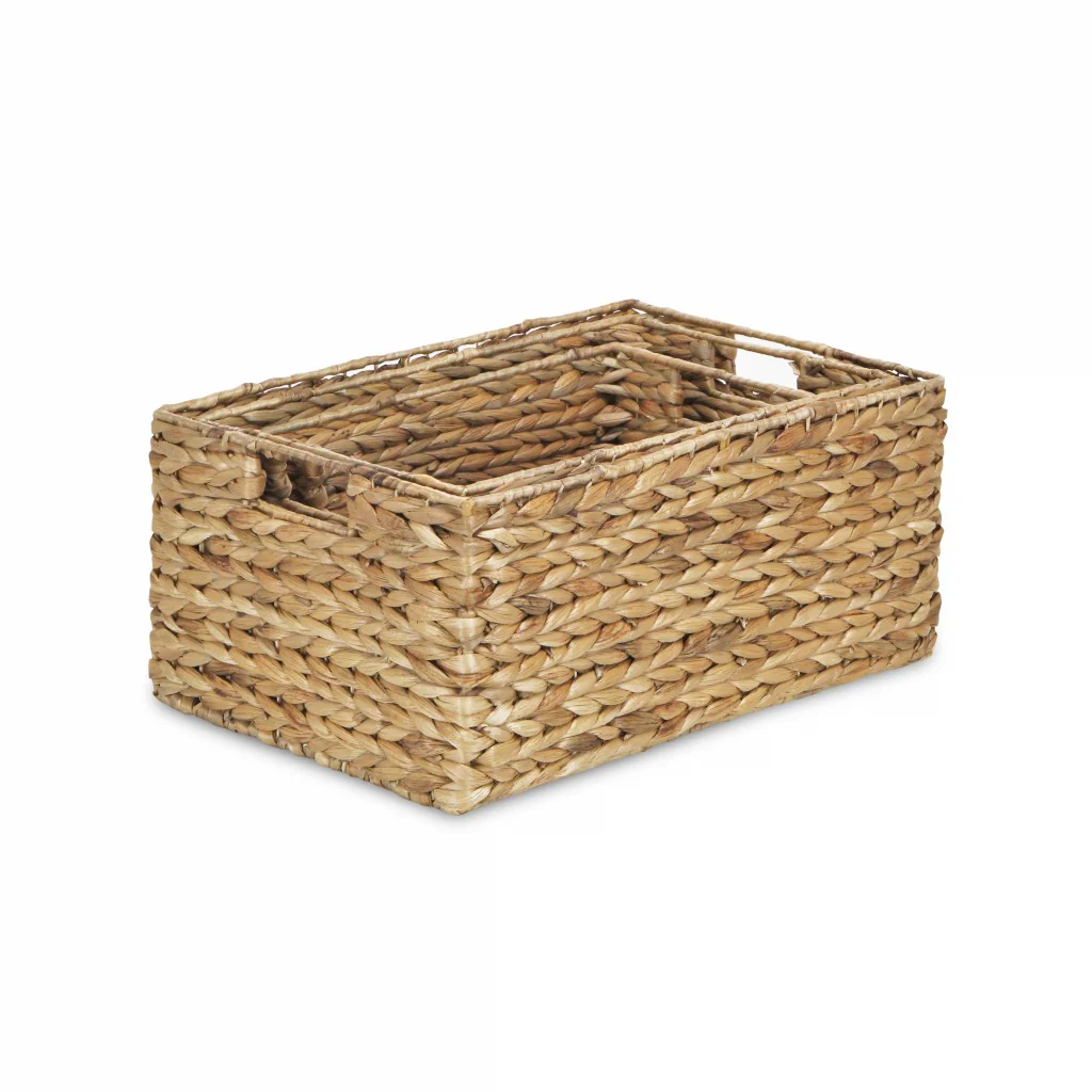 Set of Three Braided Water Hyacinth Baskets By Homeroots - Image 2