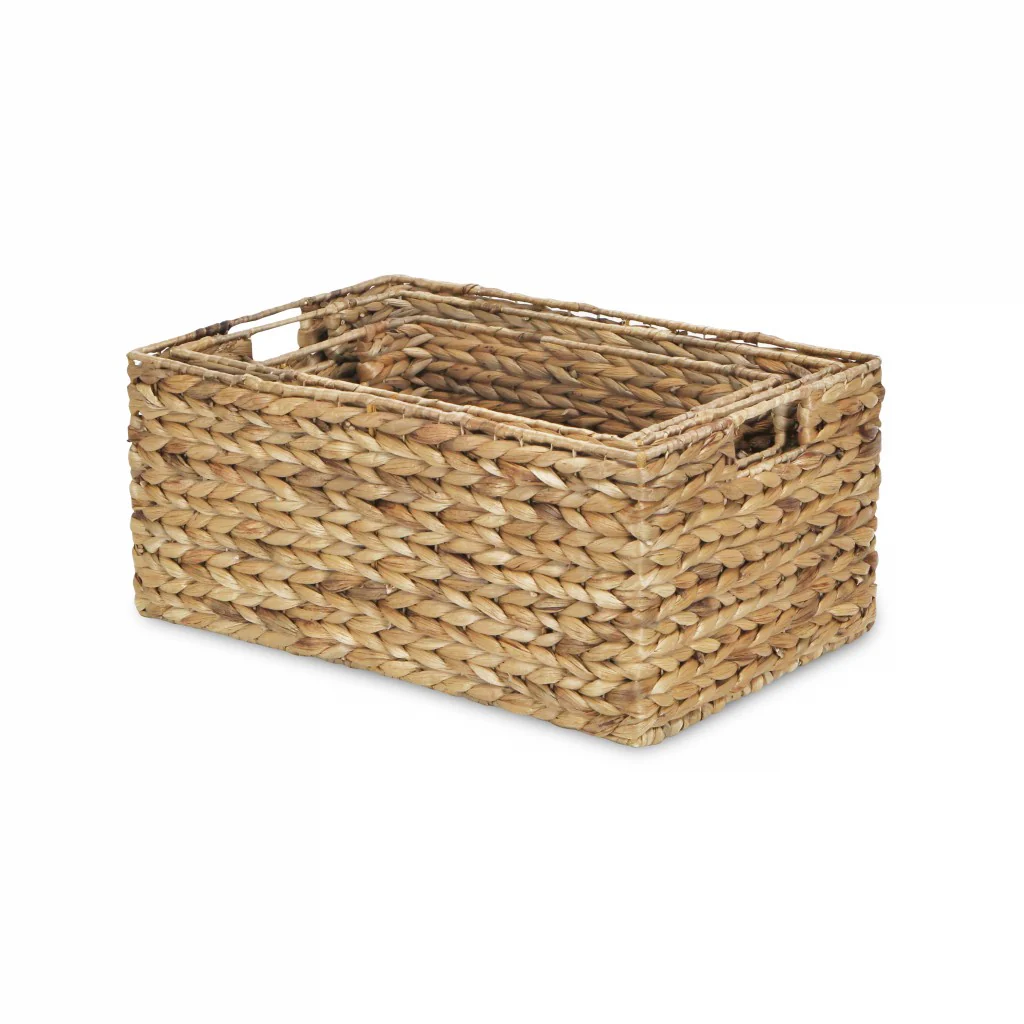 Set of Three Braided Water Hyacinth Baskets By Homeroots - Image 3
