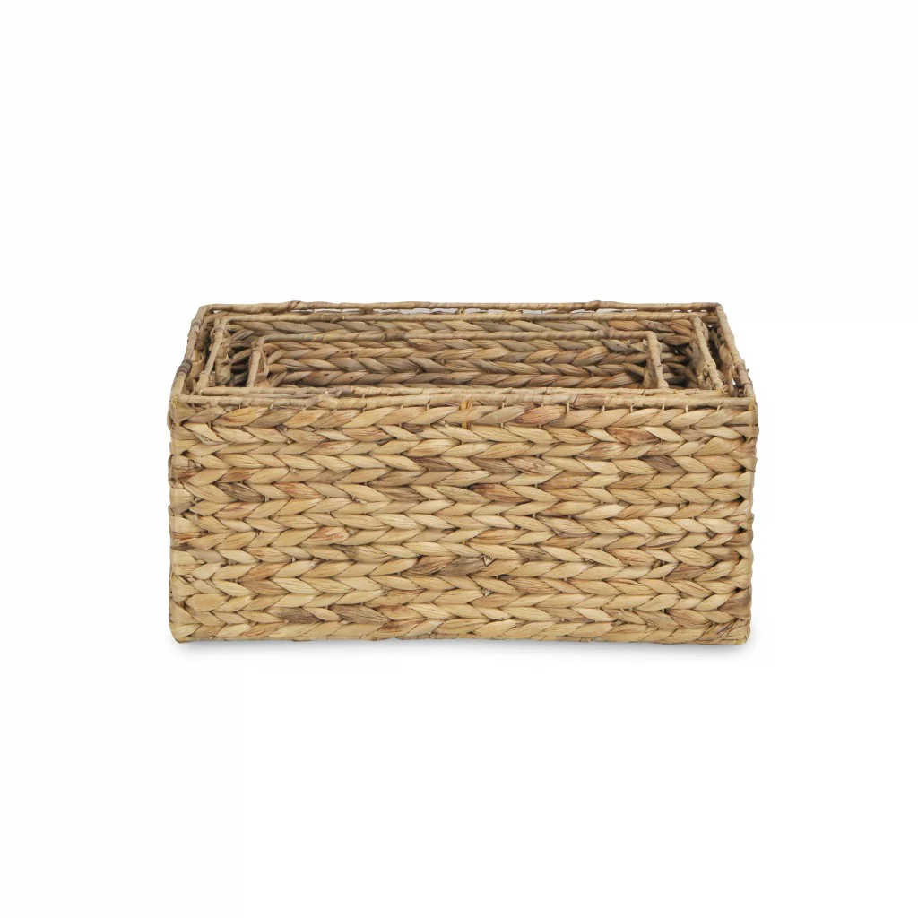 Set of Three Braided Water Hyacinth Baskets By Homeroots - Image 4