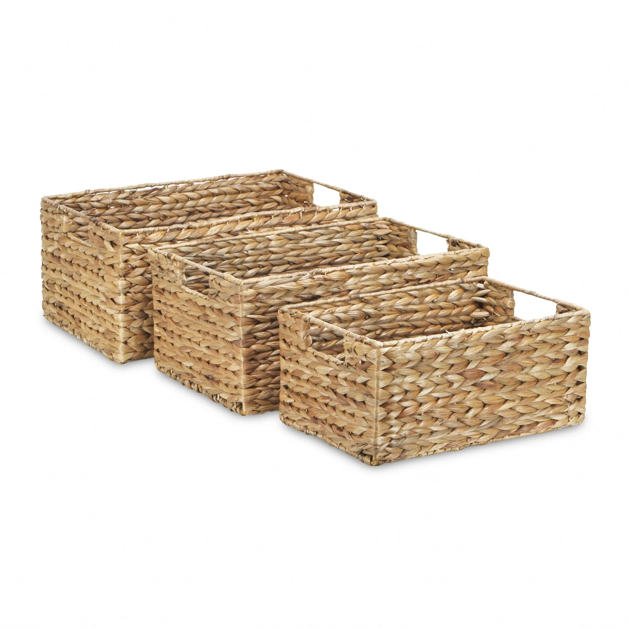Set of Three Braided Water Hyacinth Baskets By Homeroots - Image 5