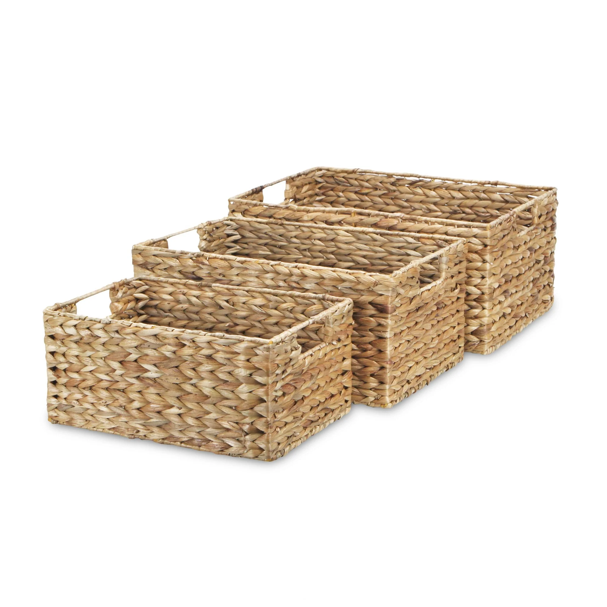 Set of Three Braided Water Hyacinth Baskets By Homeroots - Image 6