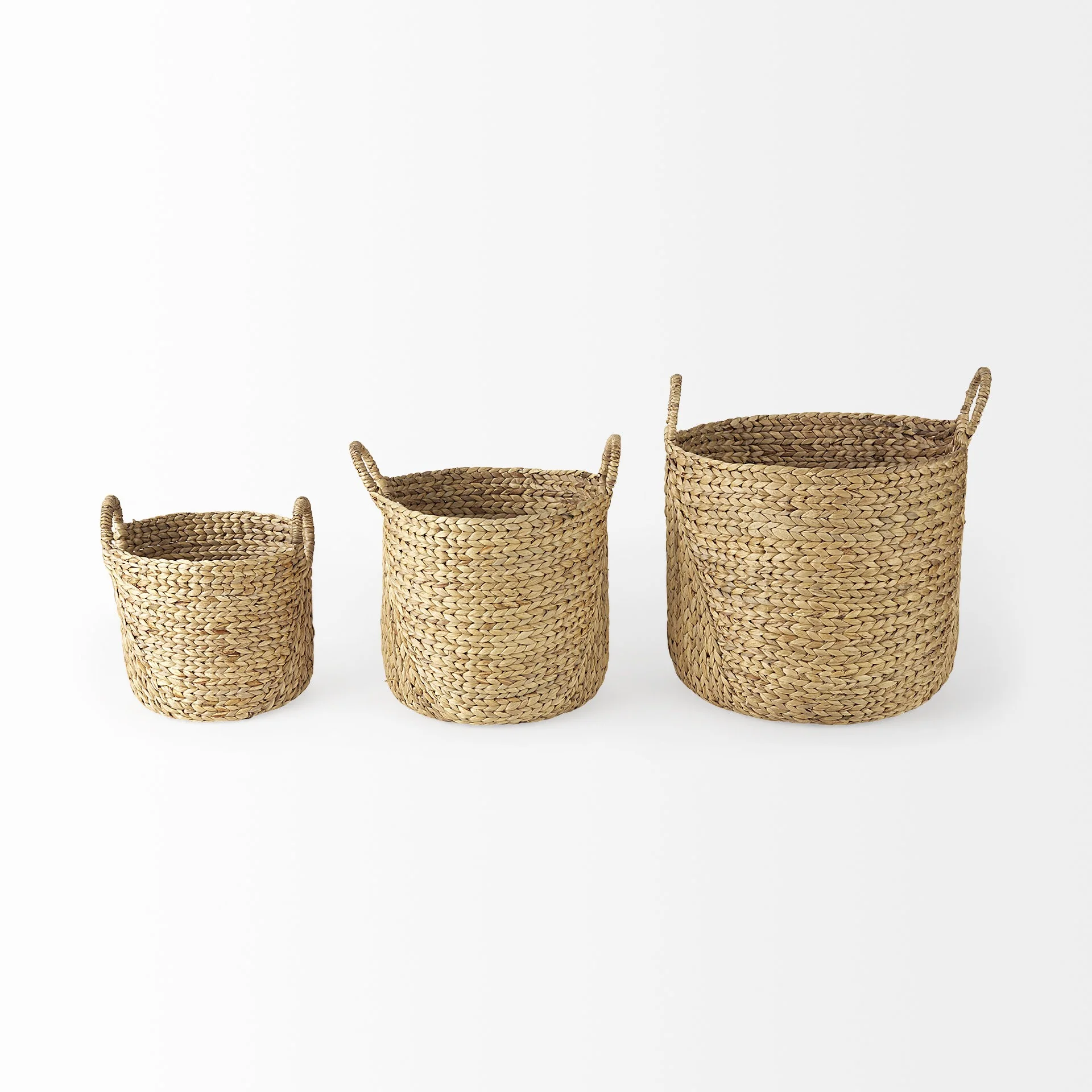 Set of Three Braided Wicker Storage Baskets By Homeroots - Image 2