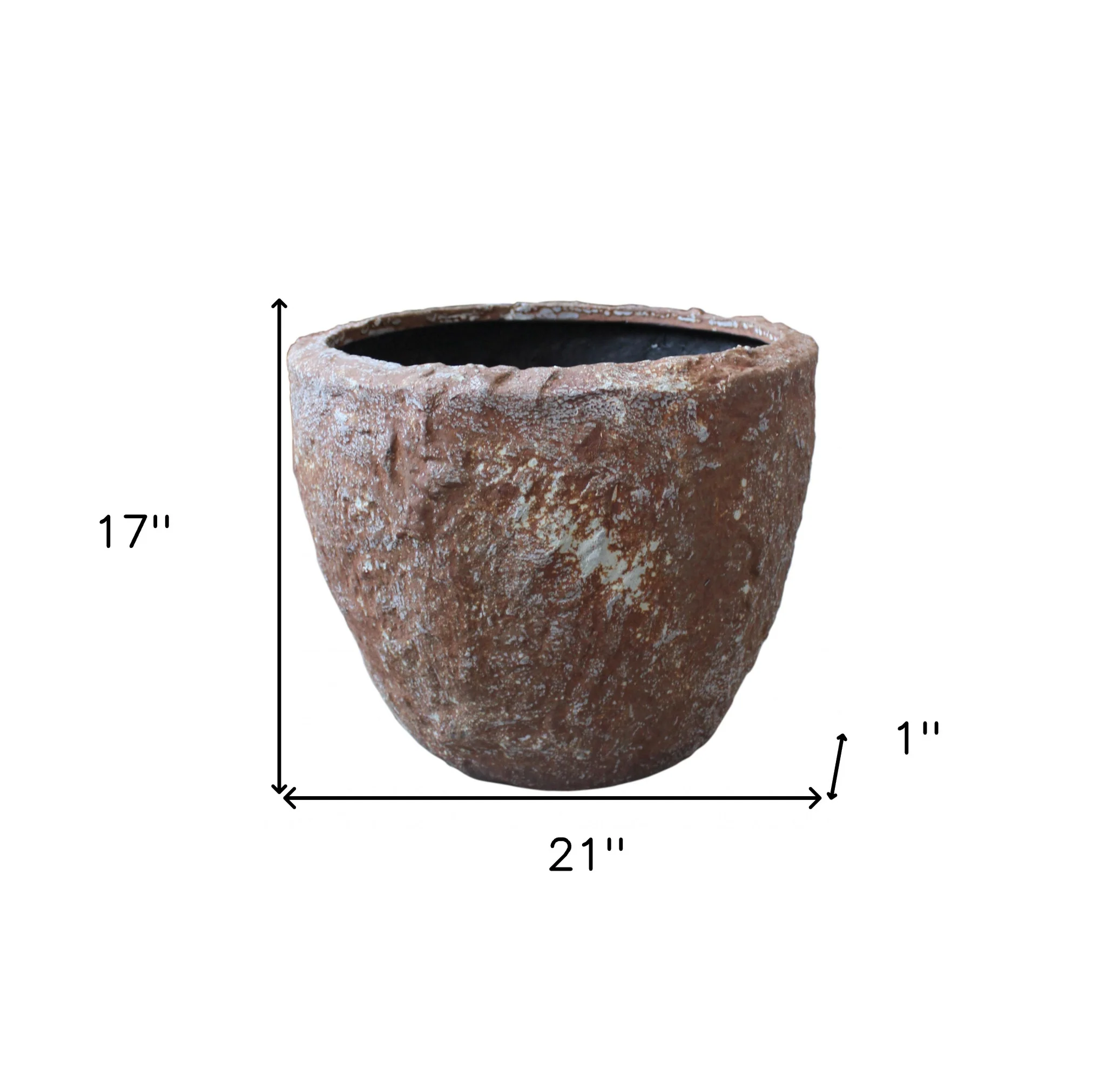 Set of Three Brown Stone Indoor Outdoor Round Pot Planter By Homeroots - Image 5