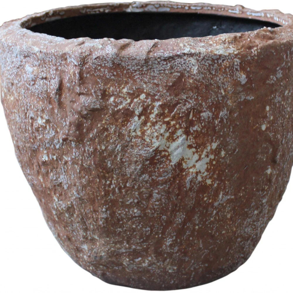 Set of Three Brown Stone Indoor Outdoor Round Pot Planter By Homeroots - Image 6