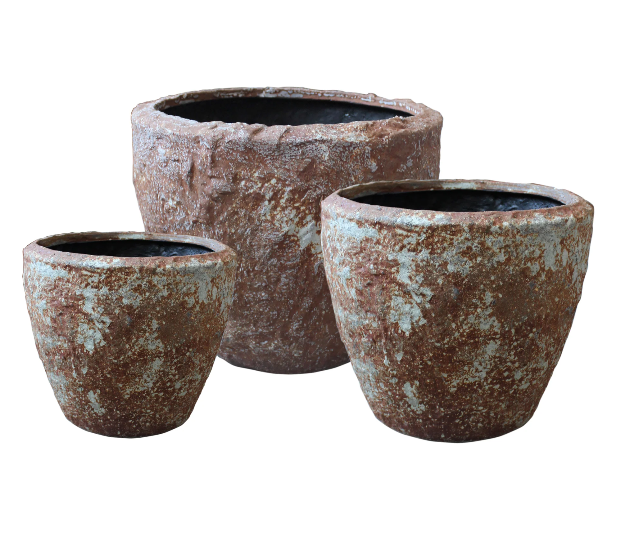 Set of Three Brown Stone Indoor Outdoor Round Pot Planter By Homeroots - Image 7