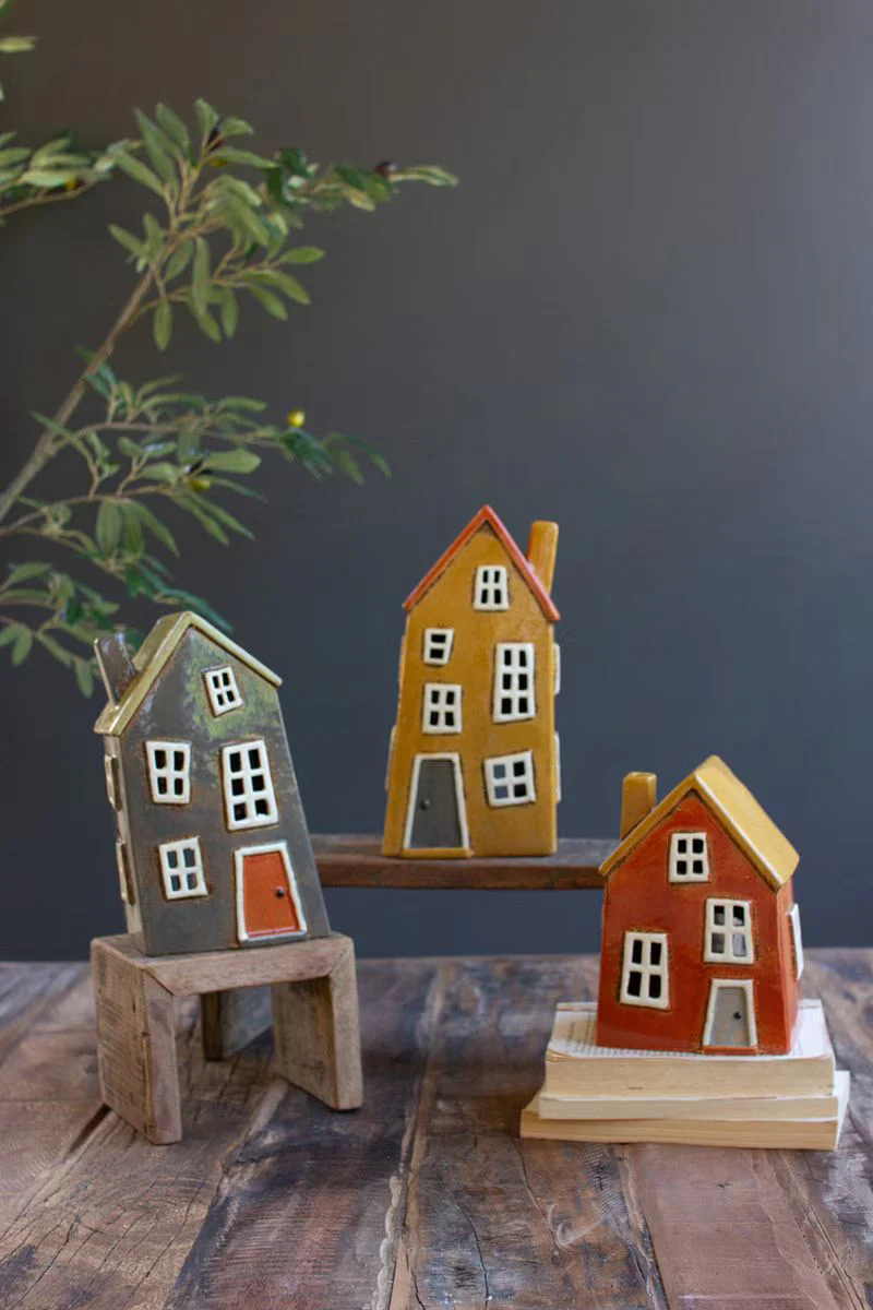 Set Of Three Ceramic Houses By Kalalou - Image 6