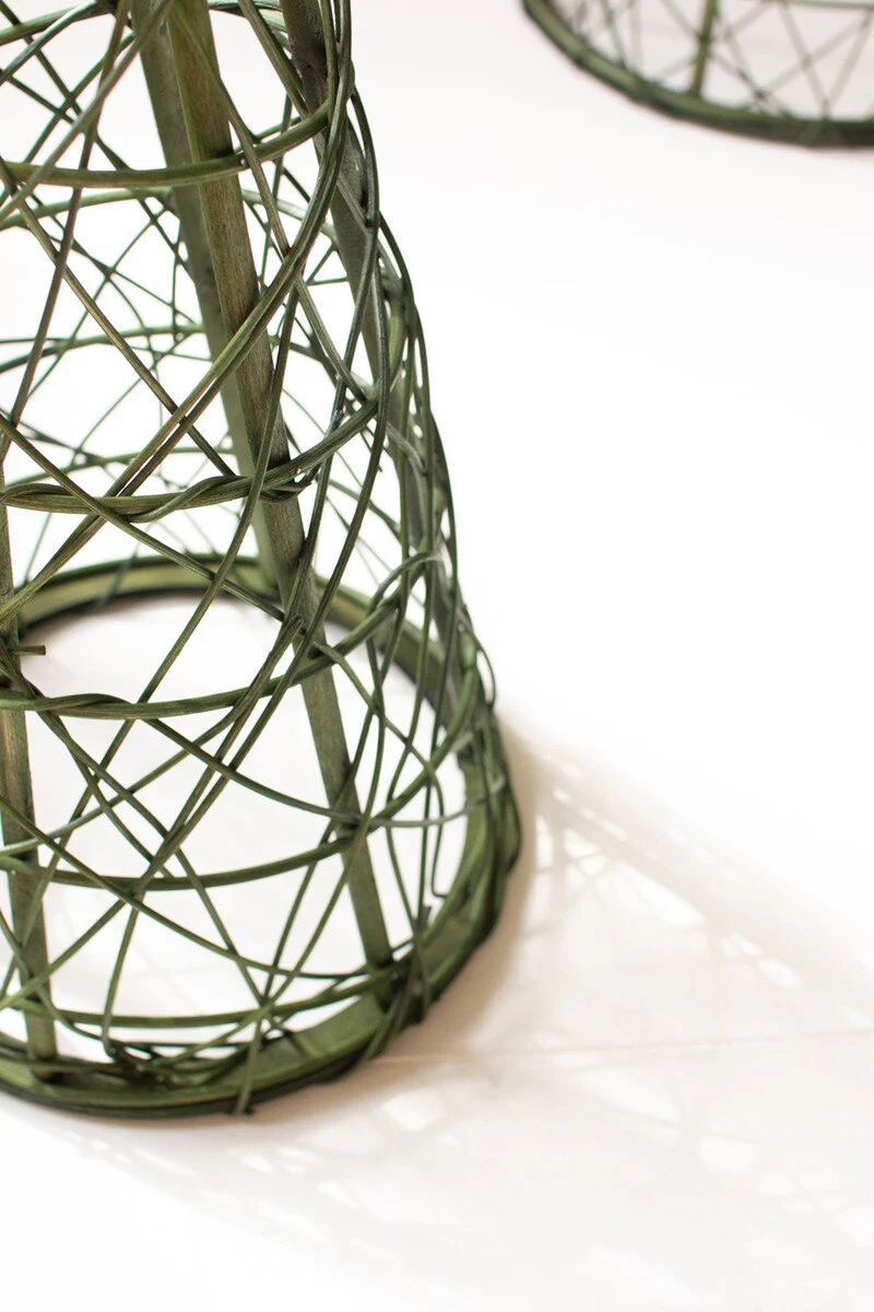 Set Of Three Christmas Topiaries - Green With Natural Star By Kalalou - Image 2