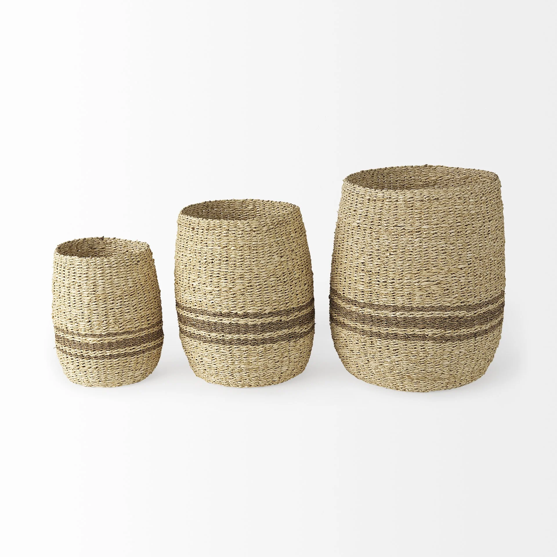 Set of Three Detailed Wicker Storage Baskets By Homeroots - Image 3