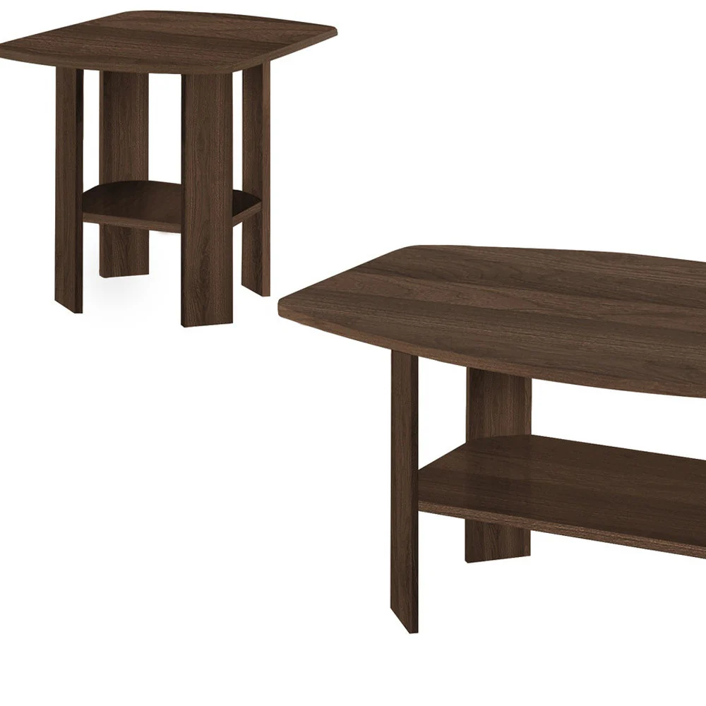 Set of Three Espresso Coffee Table With Three Shelves By Homeroots - Image 2