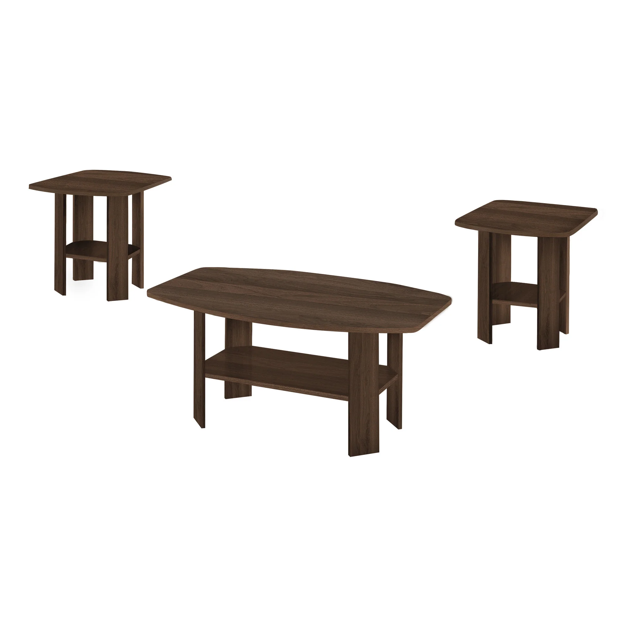 Set of Three Espresso Coffee Table With Three Shelves By Homeroots - Image 3
