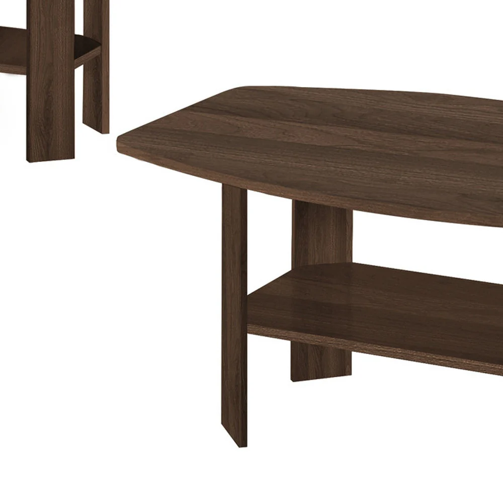 Set of Three Espresso Coffee Table With Three Shelves By Homeroots - Image 4
