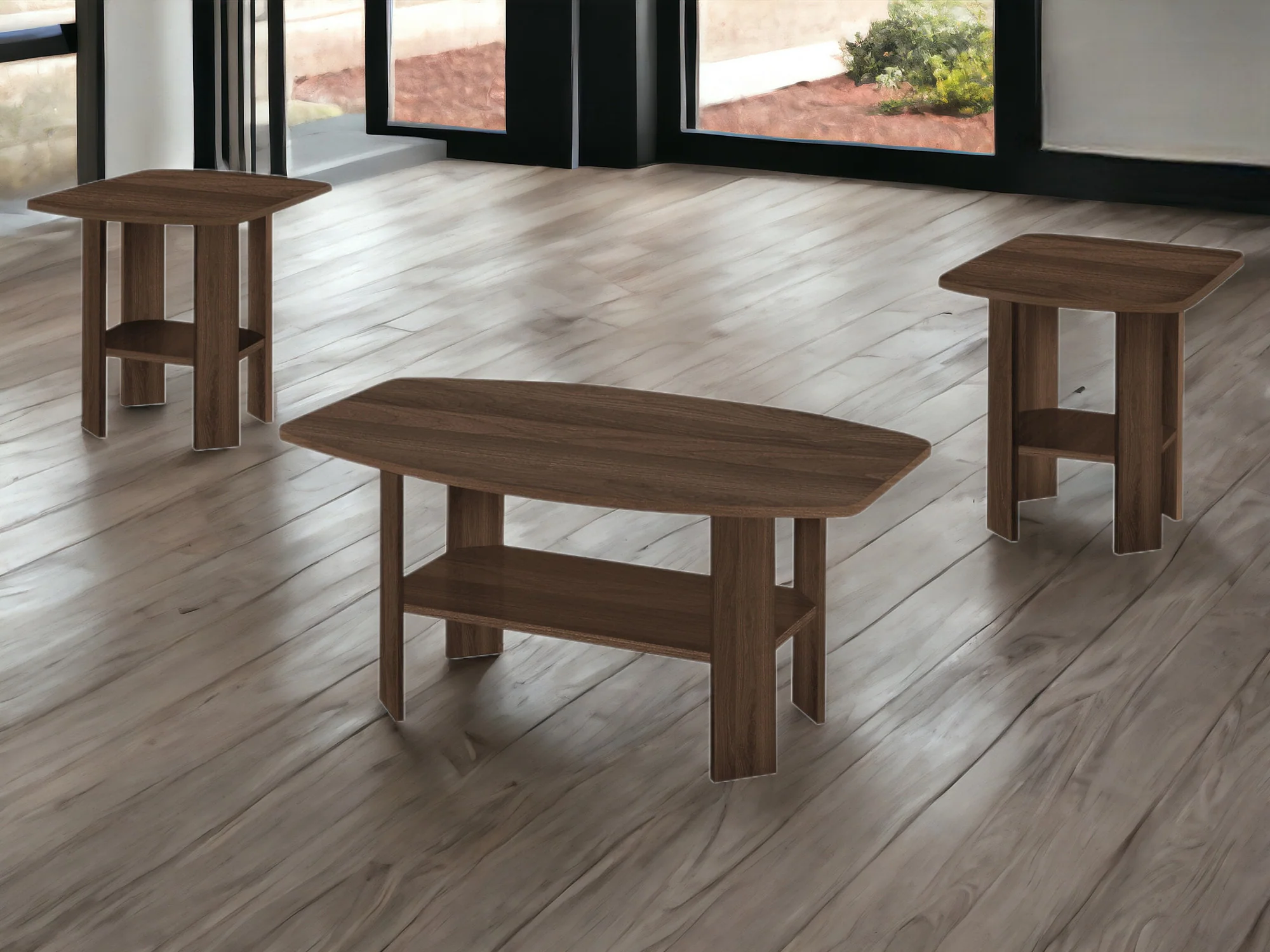 Set of Three Espresso Coffee Table With Three Shelves By Homeroots - Image 6