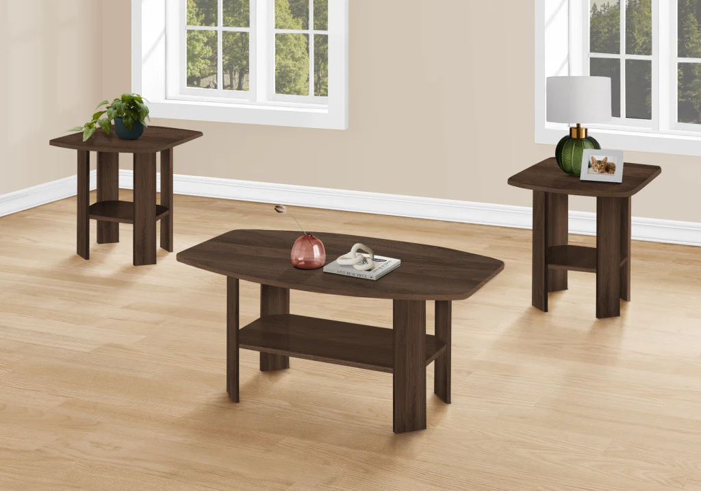Set of Three Espresso Coffee Table With Three Shelves By Homeroots - Image 8