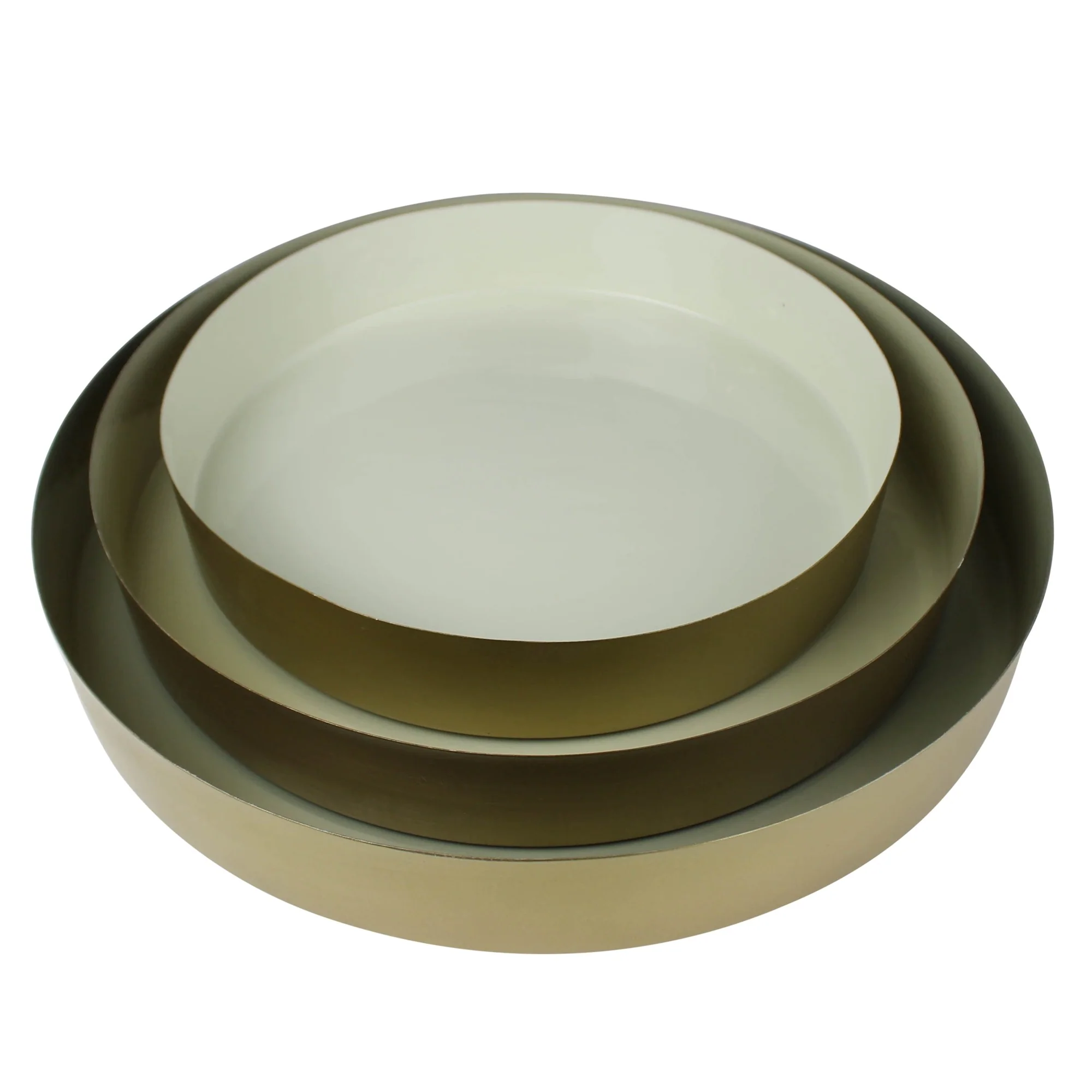 Set Of Three Gold And Blue Round Trays By Homeroots - Image 5