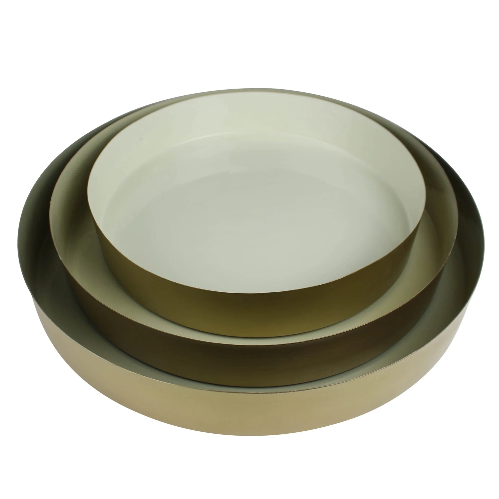 Set Of Three Gold And Blue Round Trays By Homeroots - Image 6