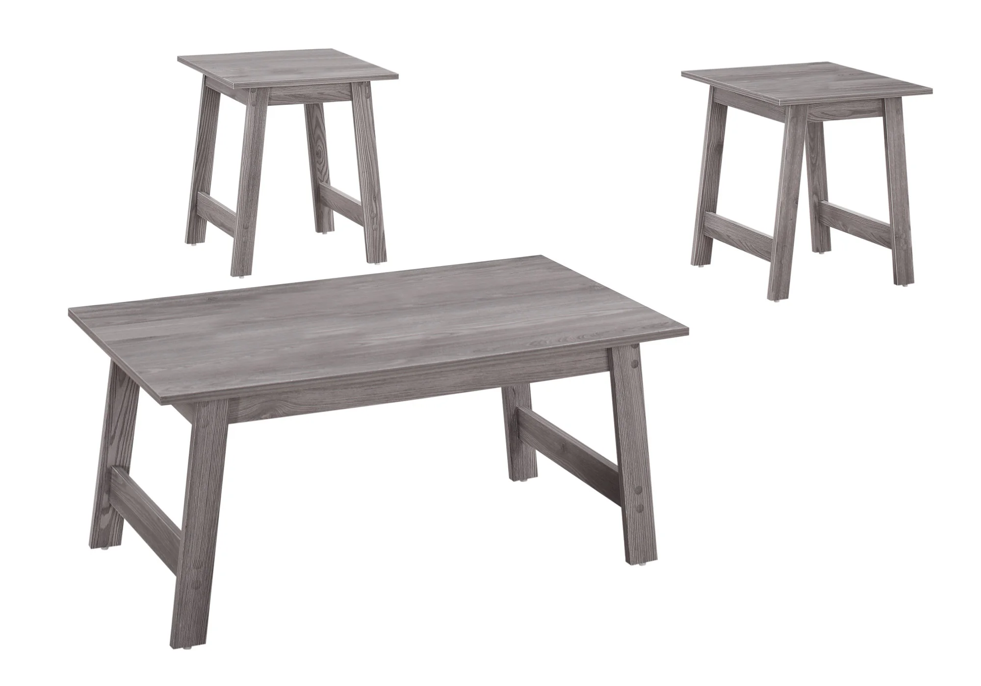 Set of Three Gray Coffee Table By Homeroots - Image 2