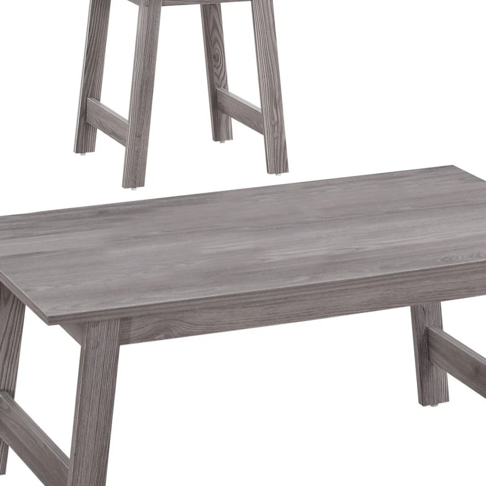 Set of Three Gray Coffee Table By Homeroots - Image 3