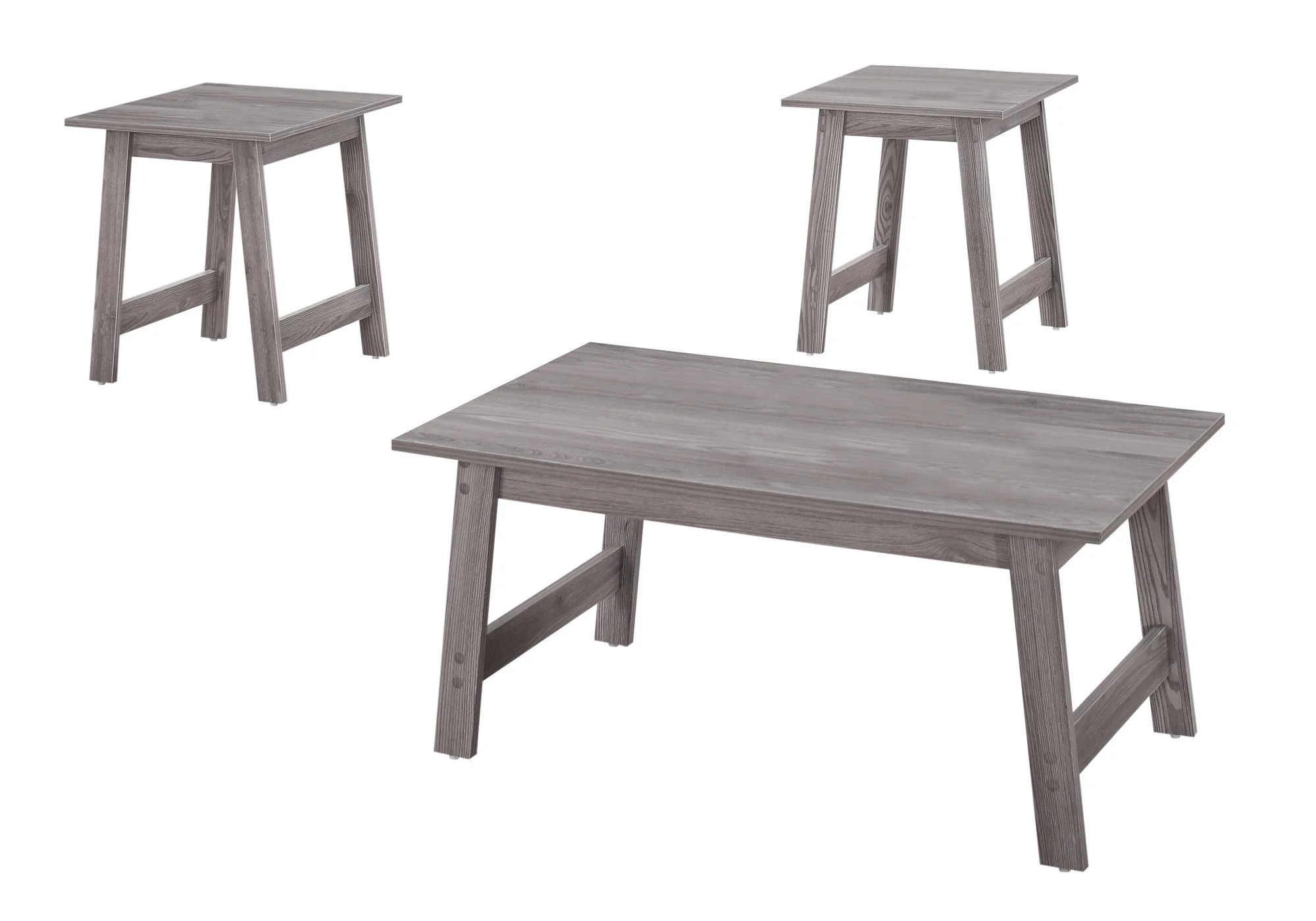 Set of Three Gray Coffee Table By Homeroots - Image 4