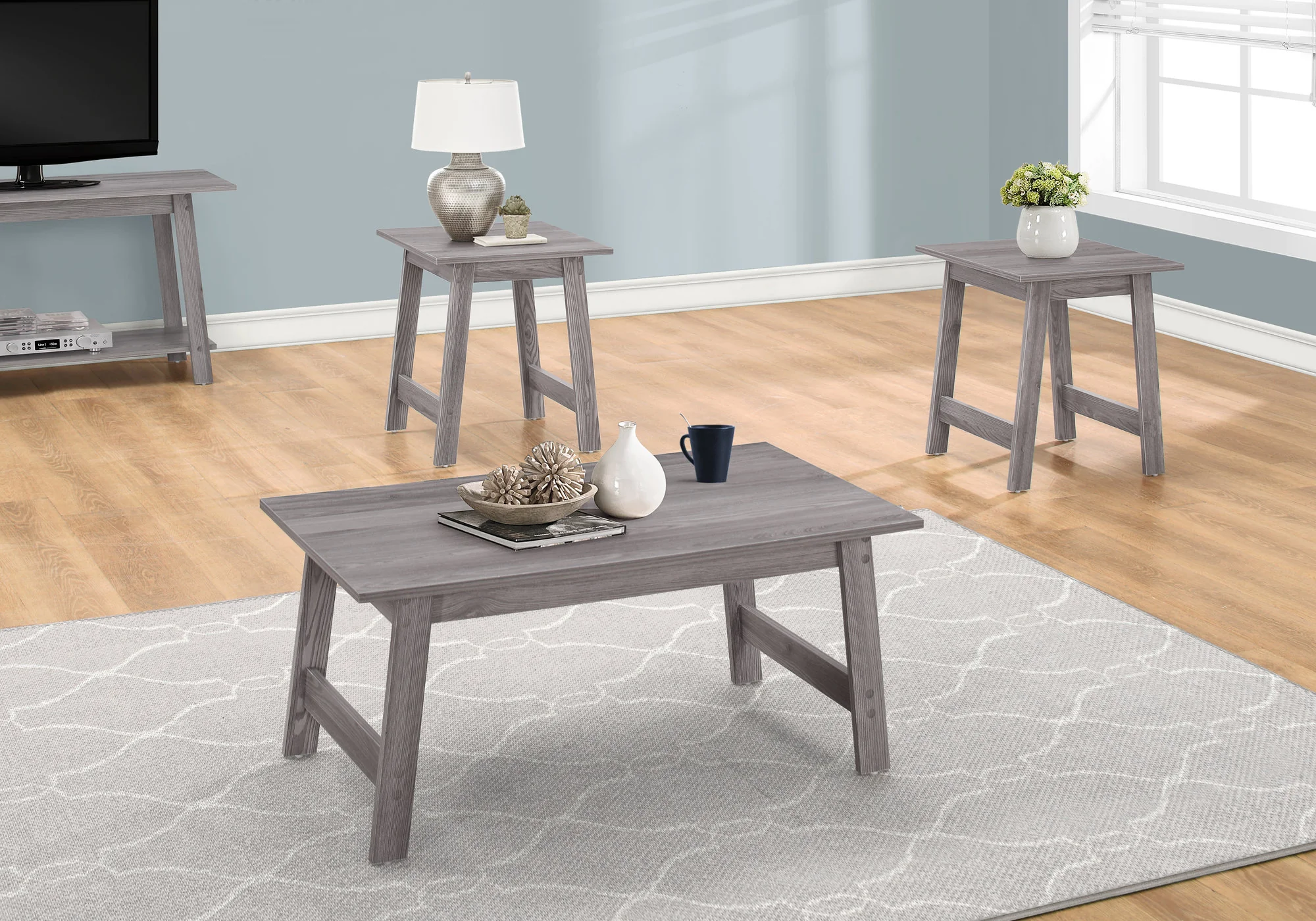 Set of Three Gray Coffee Table By Homeroots - Image 8