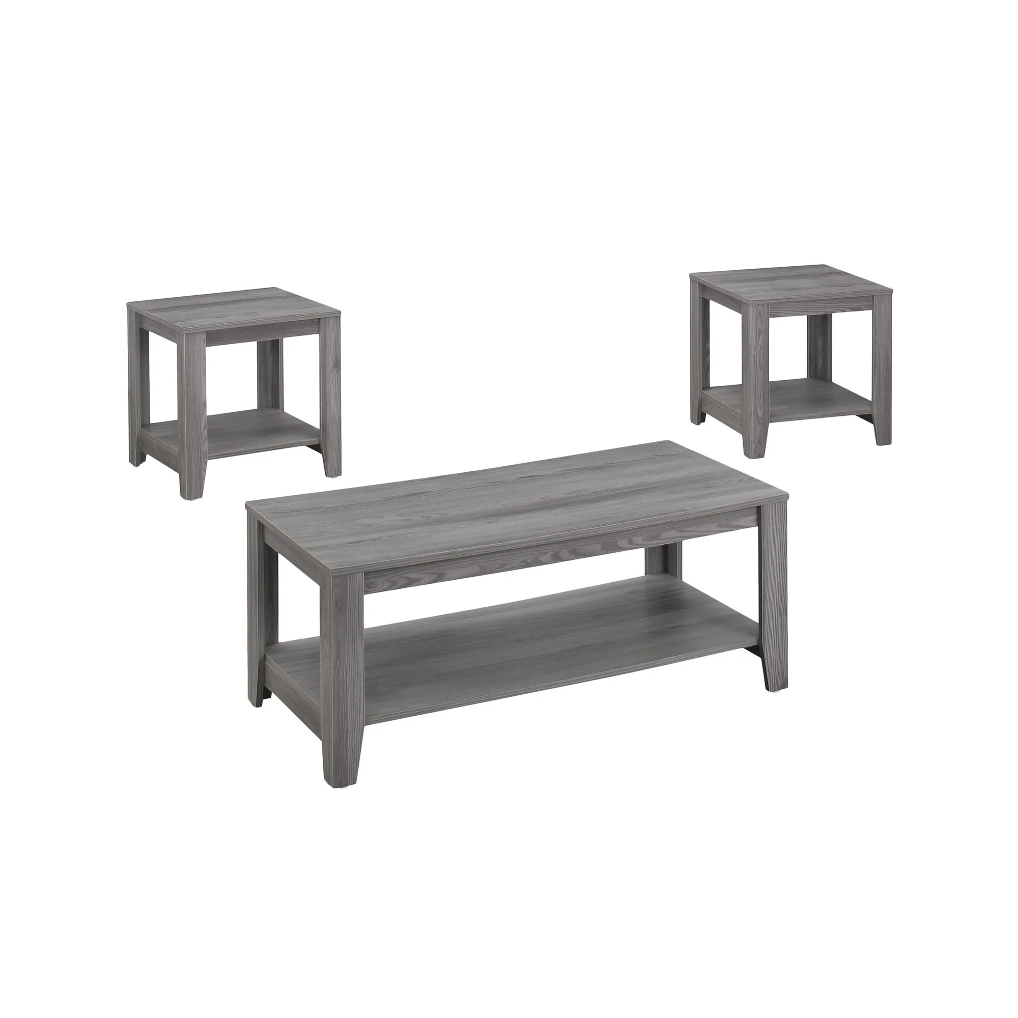 Set of Three Gray Coffee Table With Shelf By Homeroots - Image 2